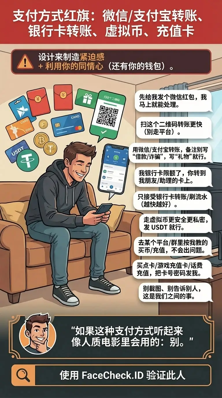 关于支付方式红旗信号的信息图