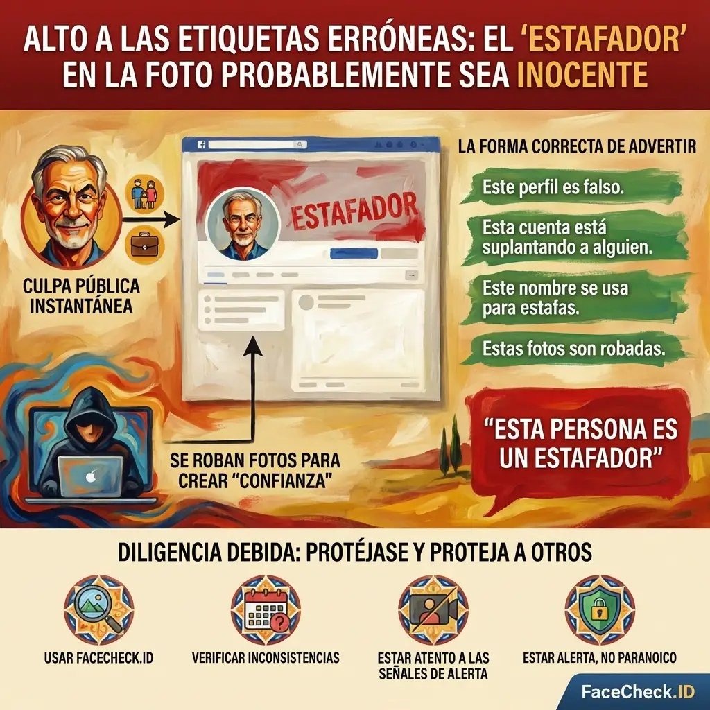 Persona haciendo una búsqueda inversa de imágenes para verificar la foto sospechosa de un perfil en redes sociales