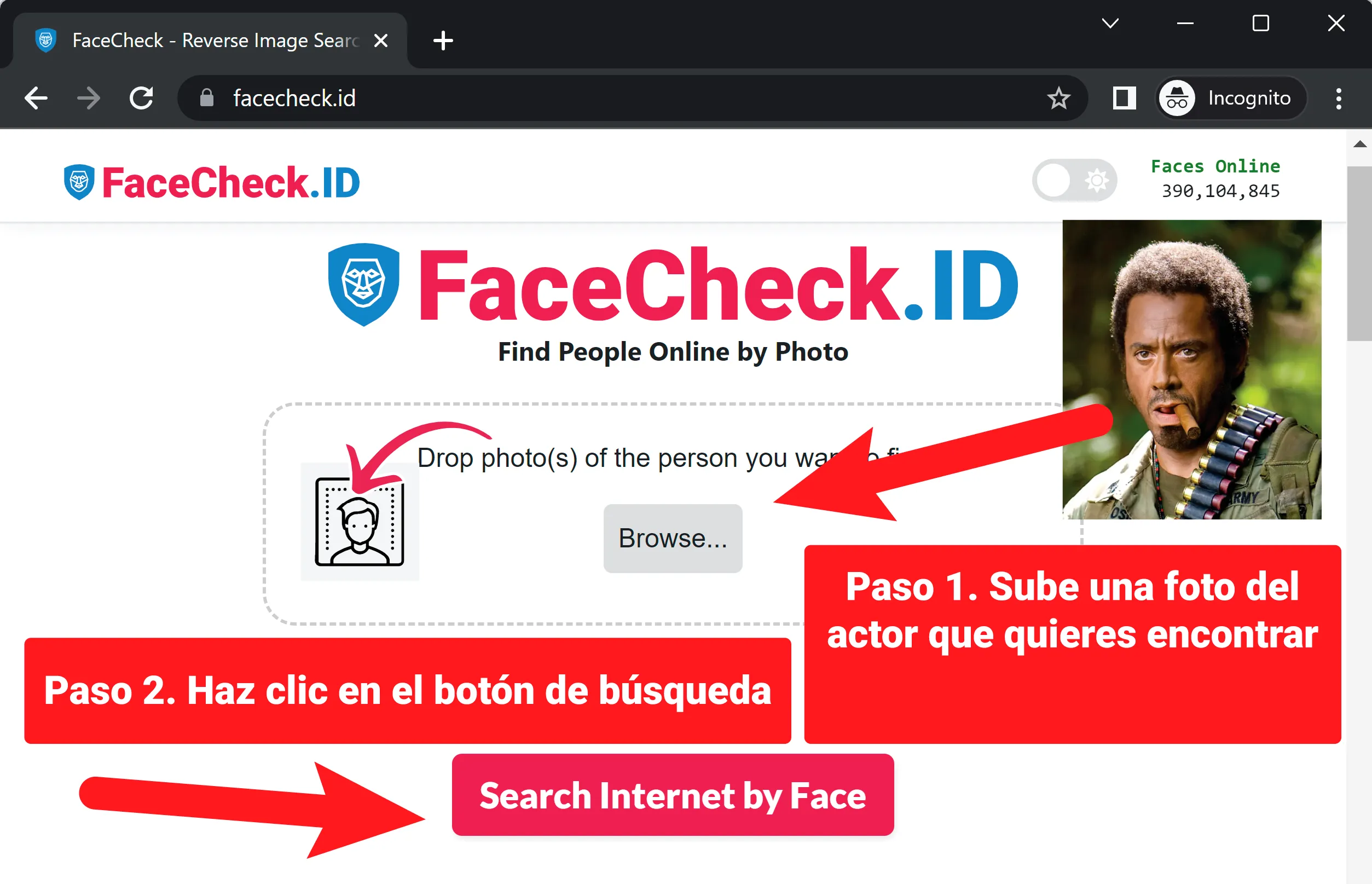buscar actores por su rostro