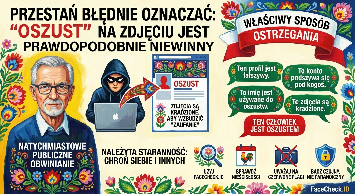 Osoba wykonująca wyszukiwanie wsteczne obrazem, aby zweryfikować podejrzane zdjęcie profilowe w mediach społecznościowych