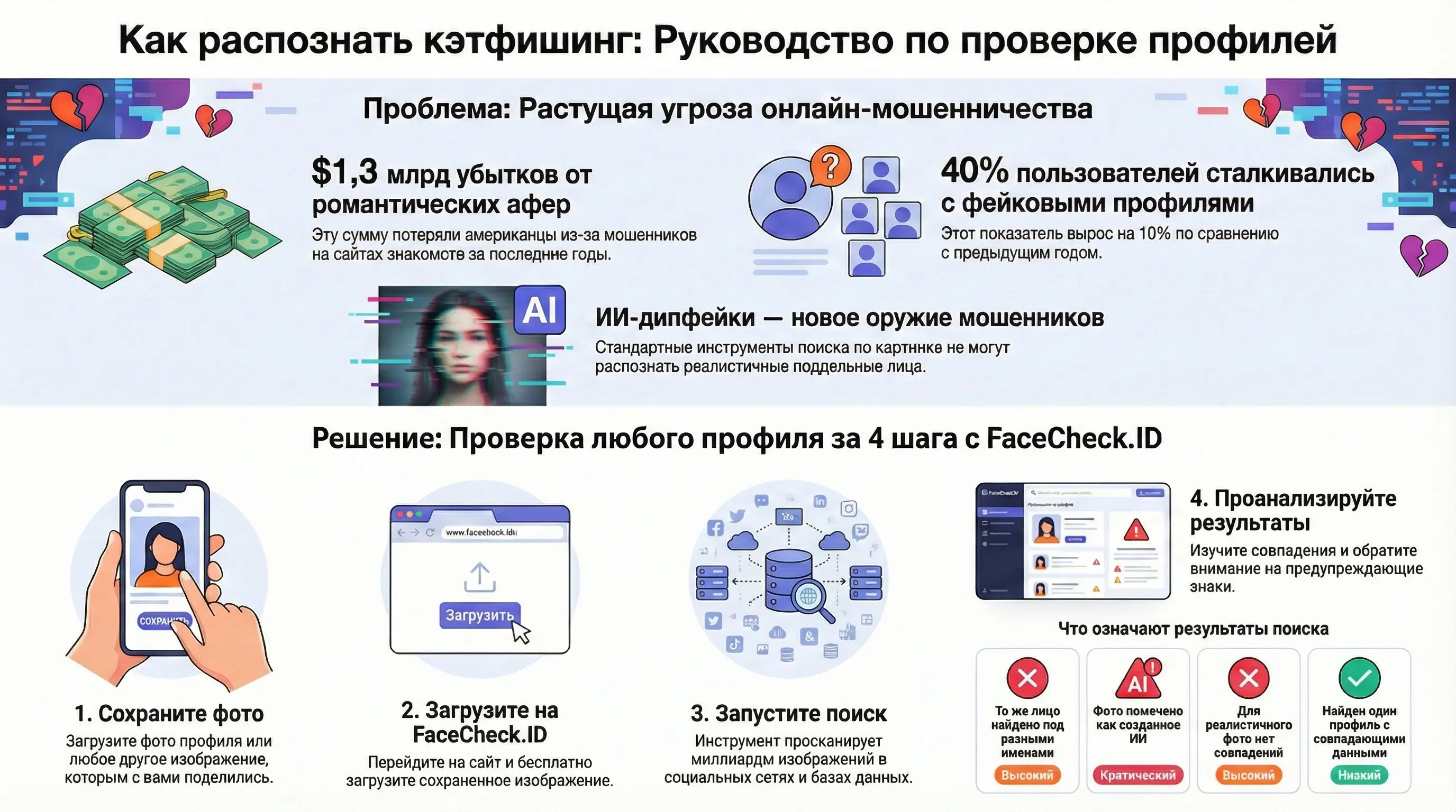 Spot a catfish online in 60 seconds - Infographics