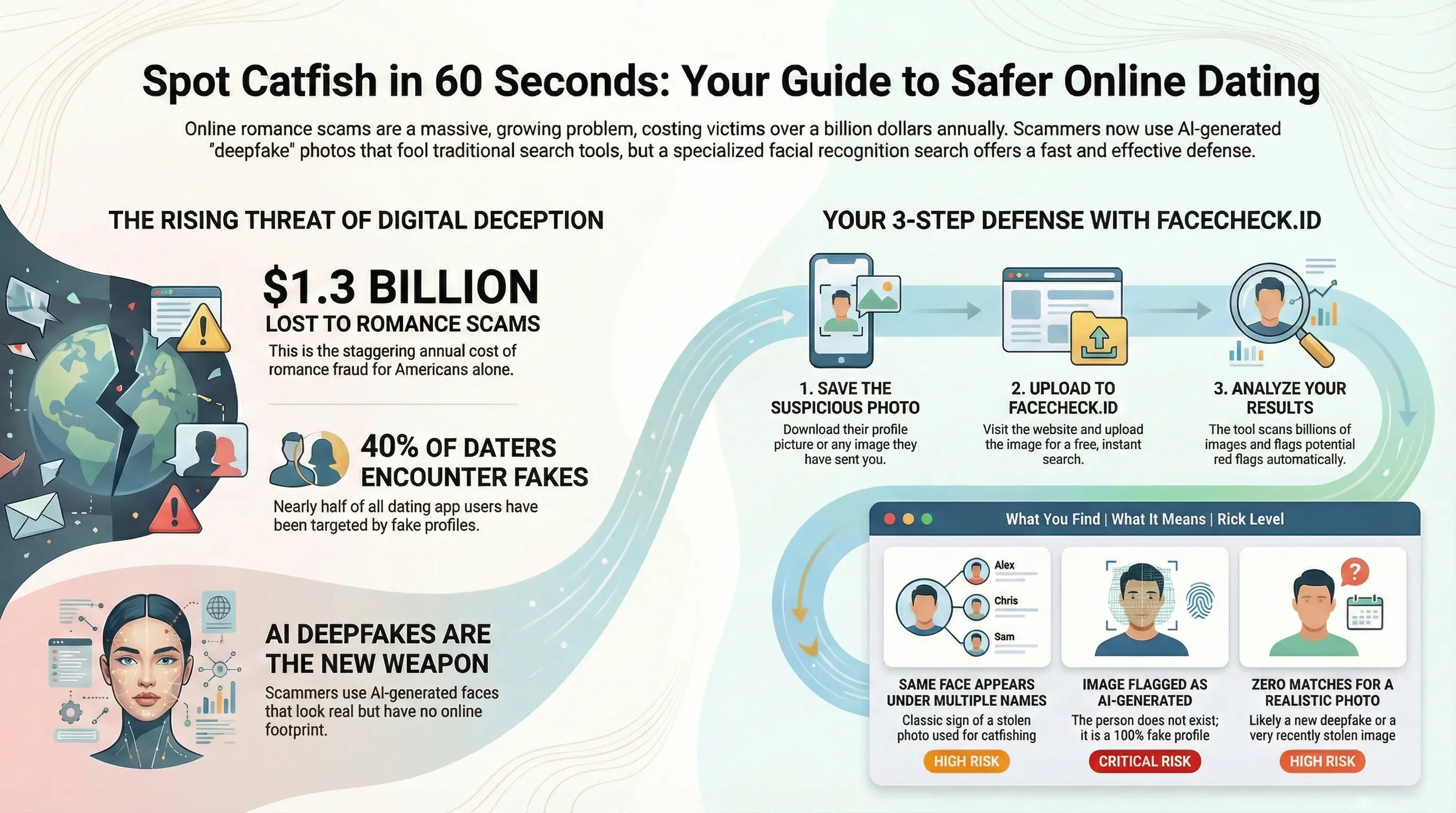 Spot a catfish online in 60 seconds - Infographics