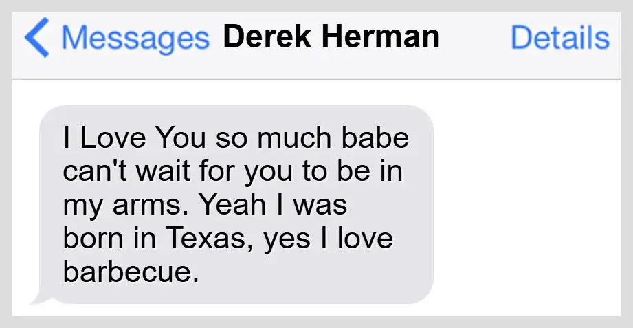 i love you text message from Derek Herman