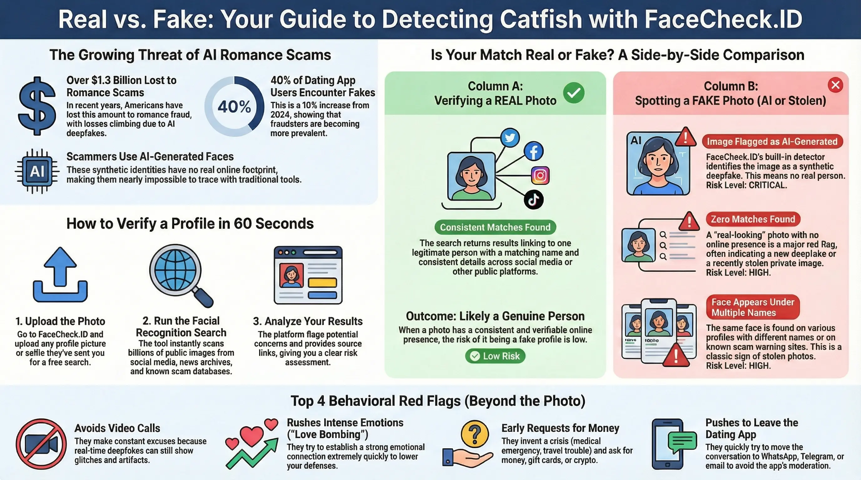 Real vs fake profile photo - Infographics