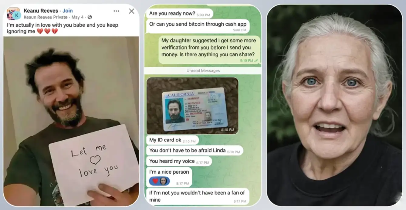 AI deepfake illustration in celebrity romance scams