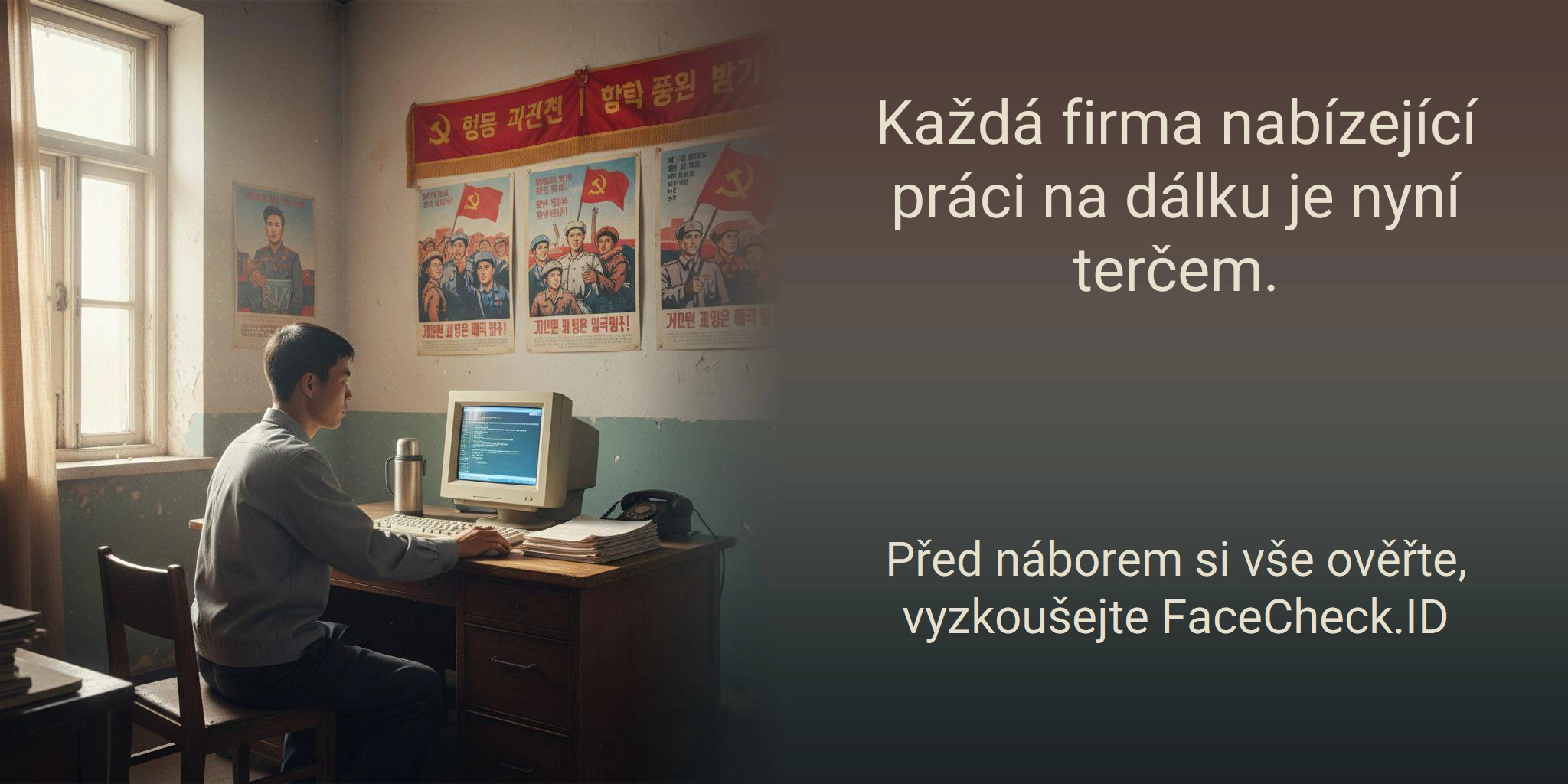Každá firma nabízející práci na dálku je nyní terčem. - Před náborem si vše ověřte, vyzkoušejte FaceCheck.ID