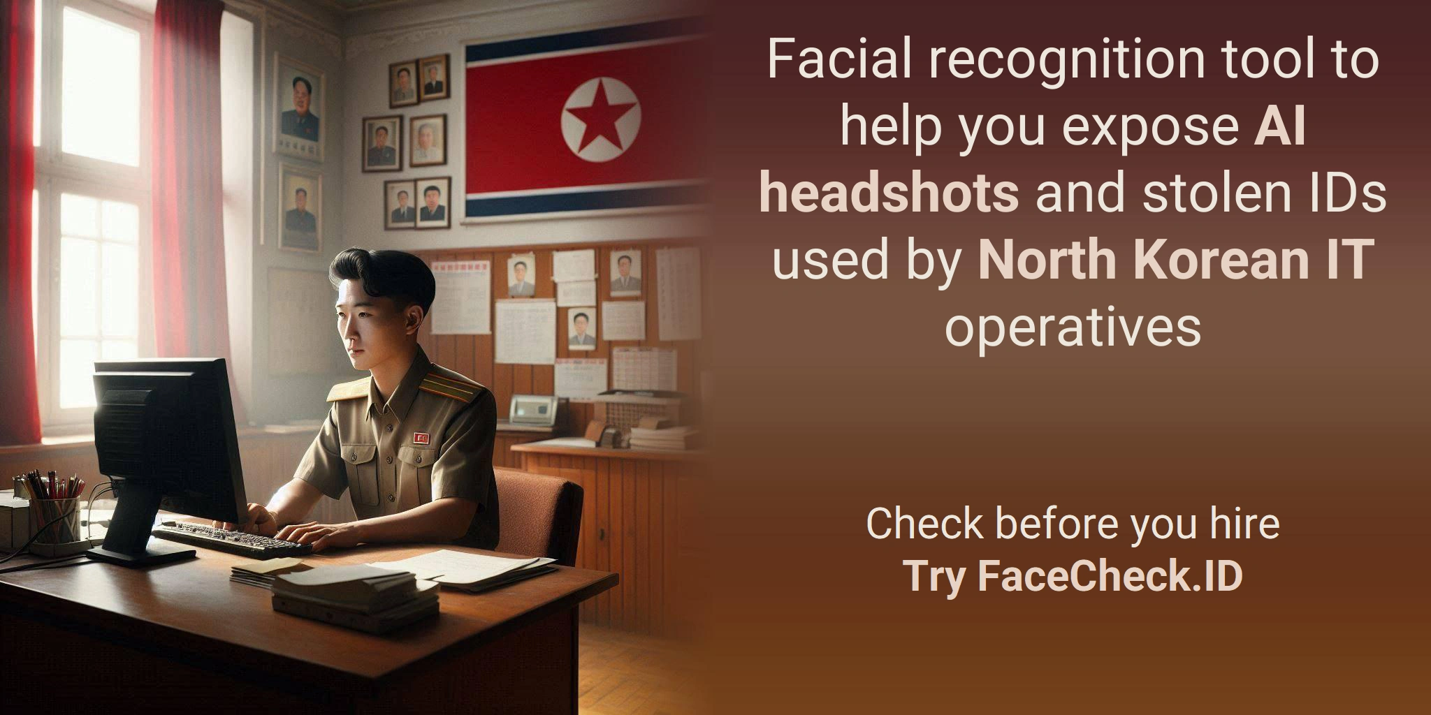 Facial recognition tool to help you expose AI headshots and stolen IDs used by North Korean IT operatives - Check before you hireTry FaceCheck.ID