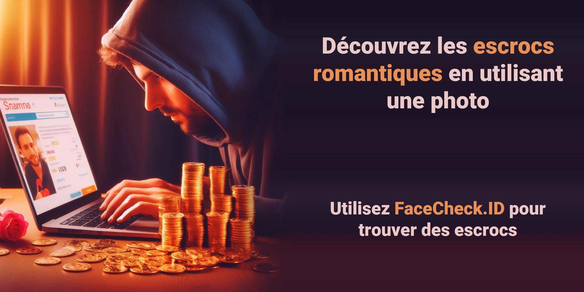 Découvrez les escrocs romantiques en utilisant une photo Utilisez FaceCheck.ID pour trouver des escrocs