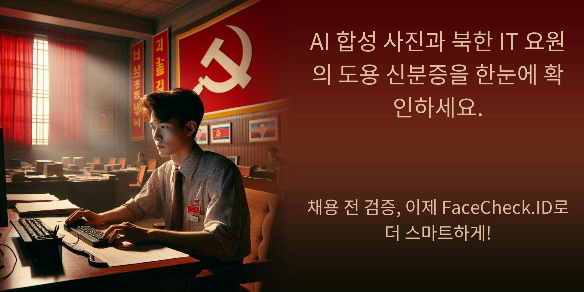 AI 합성 사진과 북한 IT 요원의 도용 신분증을 한눈에 확인하세요. - 채용 전 검증, 이제 FaceCheck.ID로 더 스마트하게!