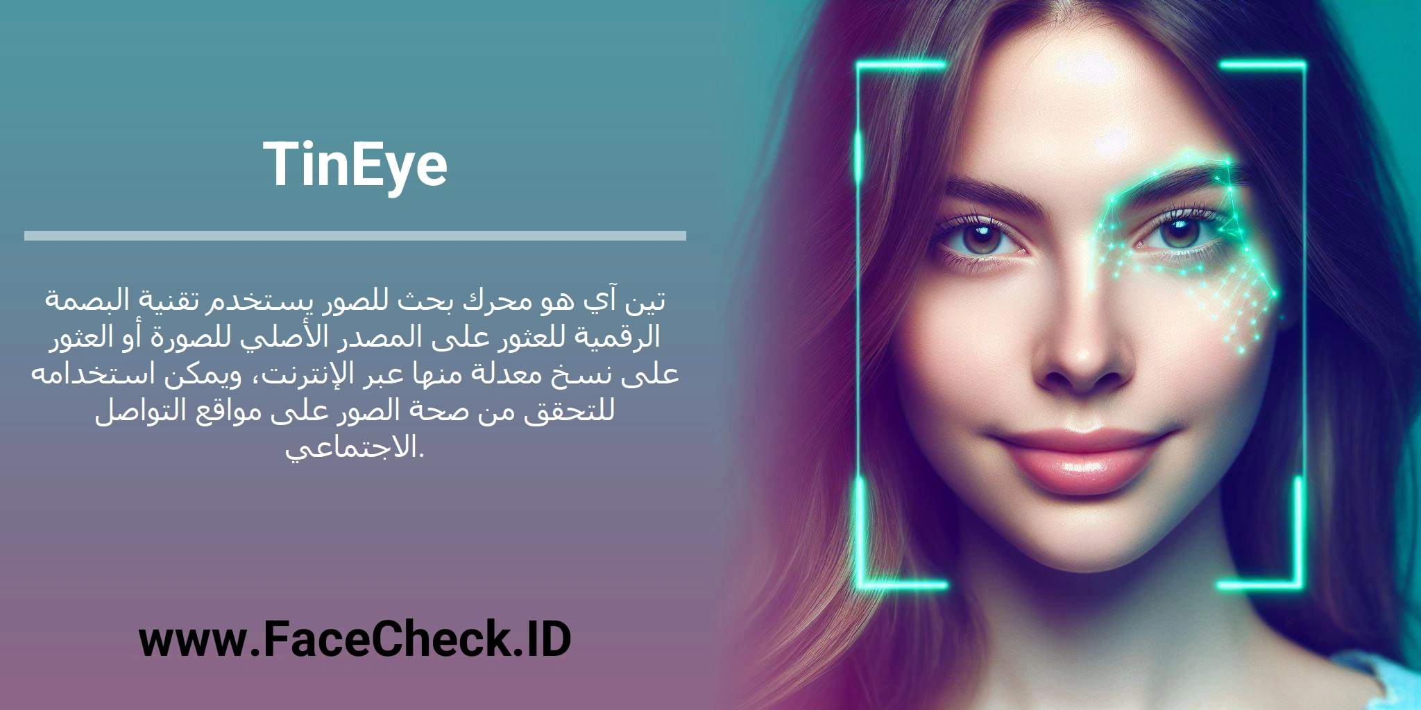 تين آي هو محرك بحث للصور يستخدم تقنية البصمة الرقمية للعثور على المصدر الأصلي للصورة أو العثور على نسخ معدلة منها عبر الإنترنت، ويمكن استخدامه للتحقق من صحة الصور على مواقع التواصل الاجتماعي.