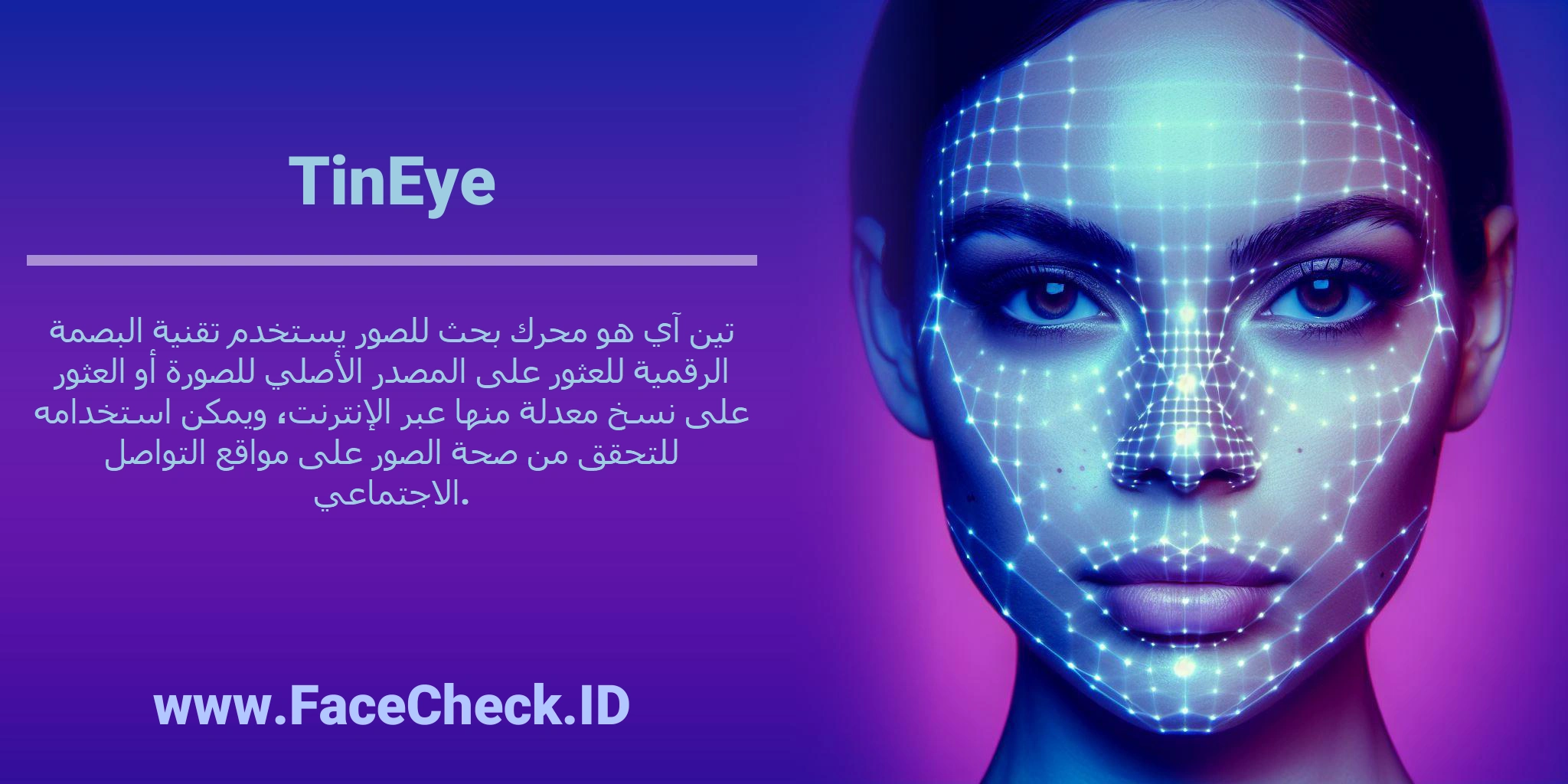 تين آي هو محرك بحث للصور يستخدم تقنية البصمة الرقمية للعثور على المصدر الأصلي للصورة أو العثور على نسخ معدلة منها عبر الإنترنت، ويمكن استخدامه للتحقق من صحة الصور على مواقع التواصل الاجتماعي.