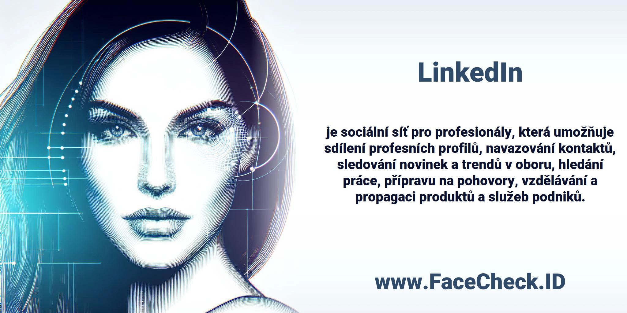 <b>LinkedIn</b> je sociální síť pro profesionály, která umožňuje sdílení profesních profilů, navazování kontaktů, sledování novinek a trendů v oboru, hledání práce, přípravu na pohovory, vzdělávání a propagaci produktů a služeb podniků.