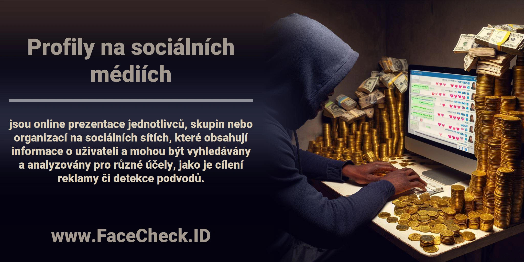 <b>Profily na sociálních médiích</b> jsou online prezentace jednotlivců, skupin nebo organizací na sociálních sítích, které obsahují informace o uživateli a mohou být vyhledávány a analyzovány pro různé účely, jako je cílení reklamy či detekce podvodů.
