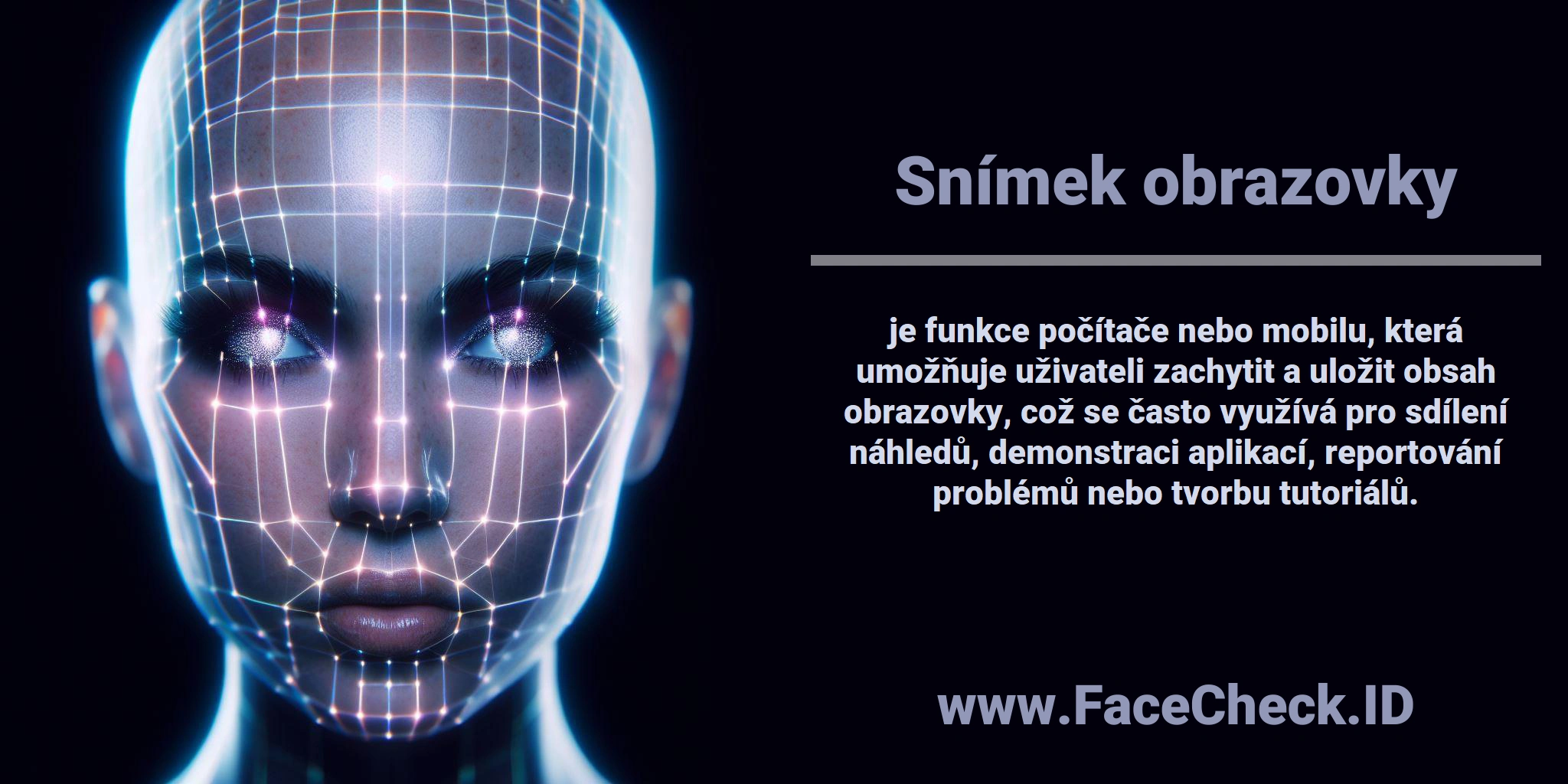 <b>Snímek obrazovky</b> je funkce počítače nebo mobilu, která umožňuje uživateli zachytit a uložit obsah obrazovky, což se často využívá pro sdílení náhledů, demonstraci aplikací, reportování problémů nebo tvorbu tutoriálů.