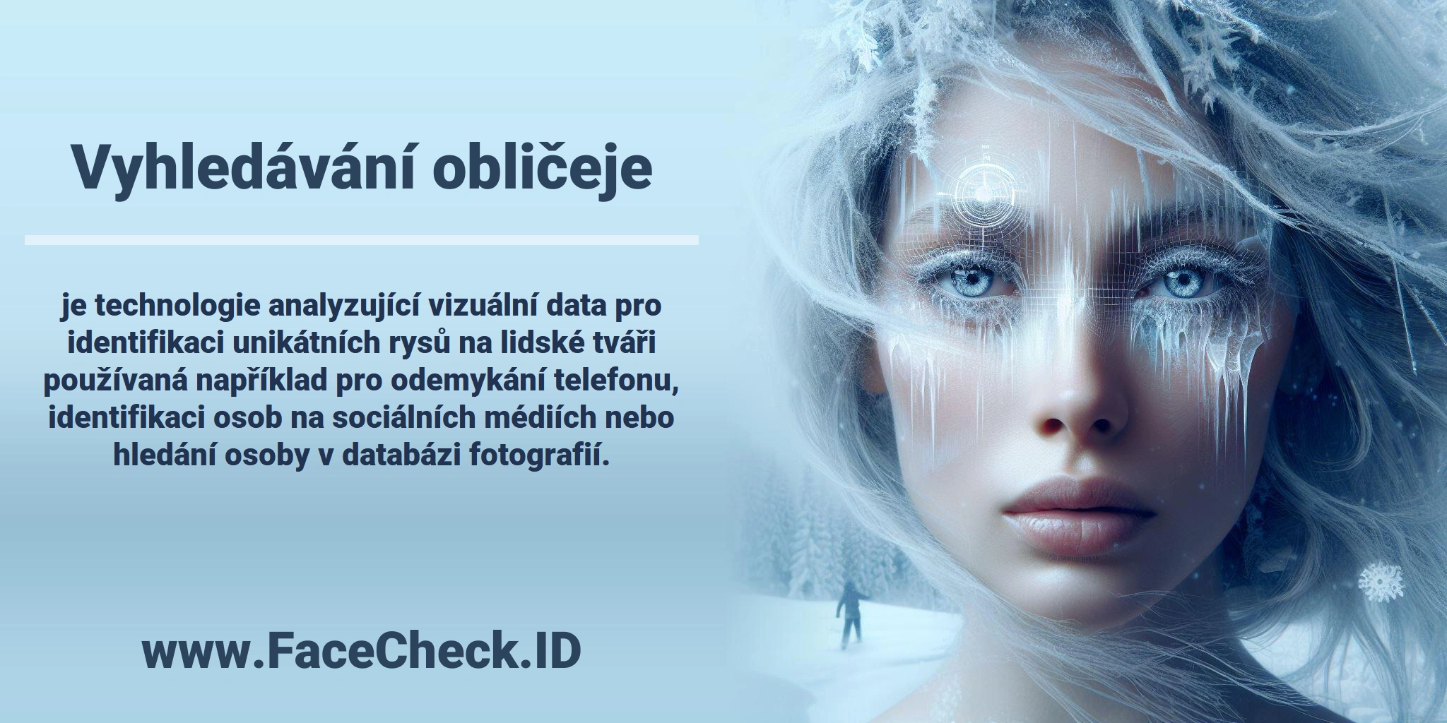 <b>Vyhledávání obličeje</b> je technologie analyzující vizuální data pro identifikaci unikátních rysů na lidské tváři používaná například pro odemykání telefonu, identifikaci osob na sociálních médiích nebo hledání osoby v databázi fotografií.