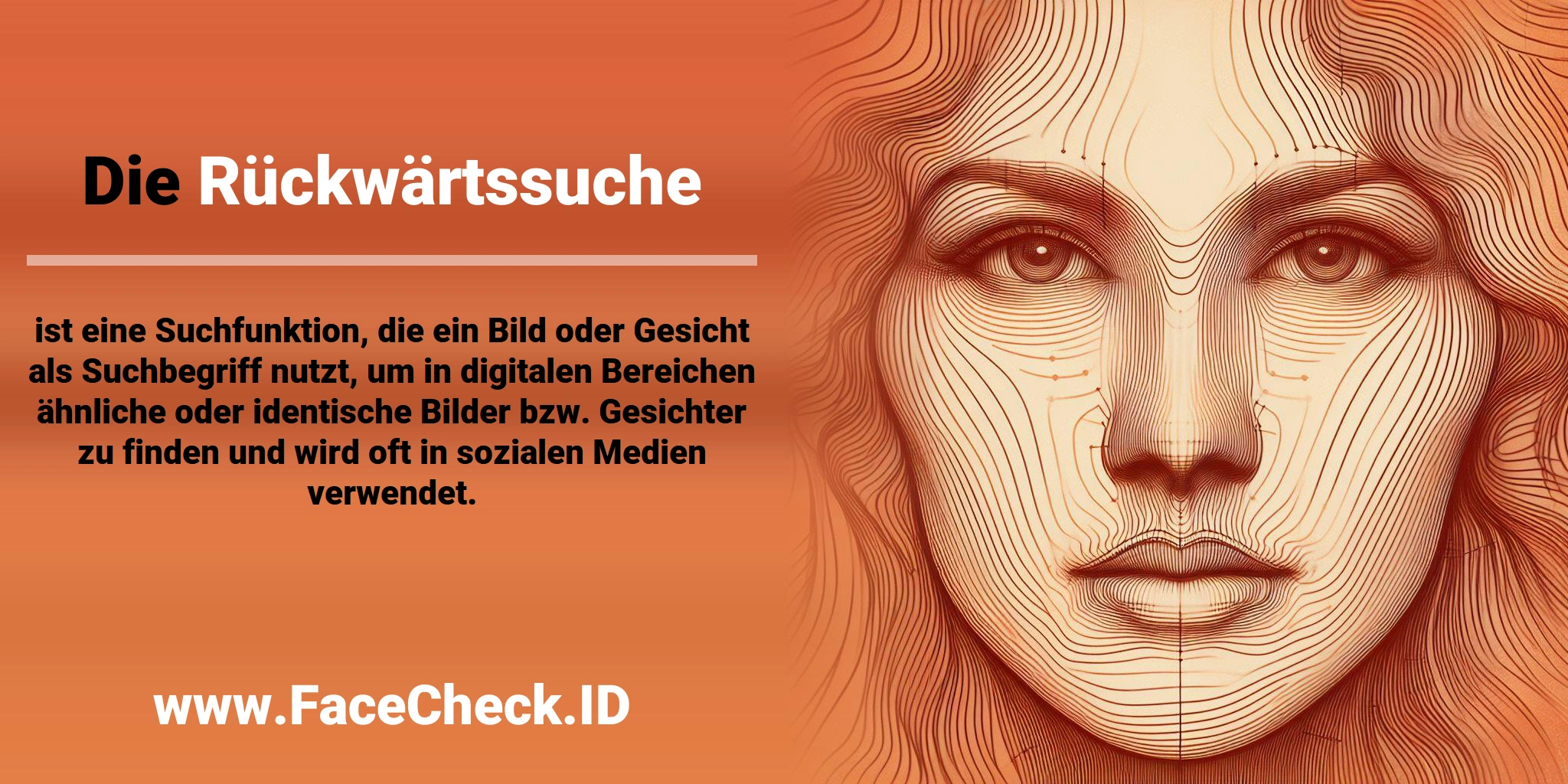 Die <b>Rückwärtssuche</b> ist eine Suchfunktion, die ein Bild oder Gesicht als Suchbegriff nutzt, um in digitalen Bereichen ähnliche oder identische Bilder bzw. Gesichter zu finden und wird oft in sozialen Medien verwendet.