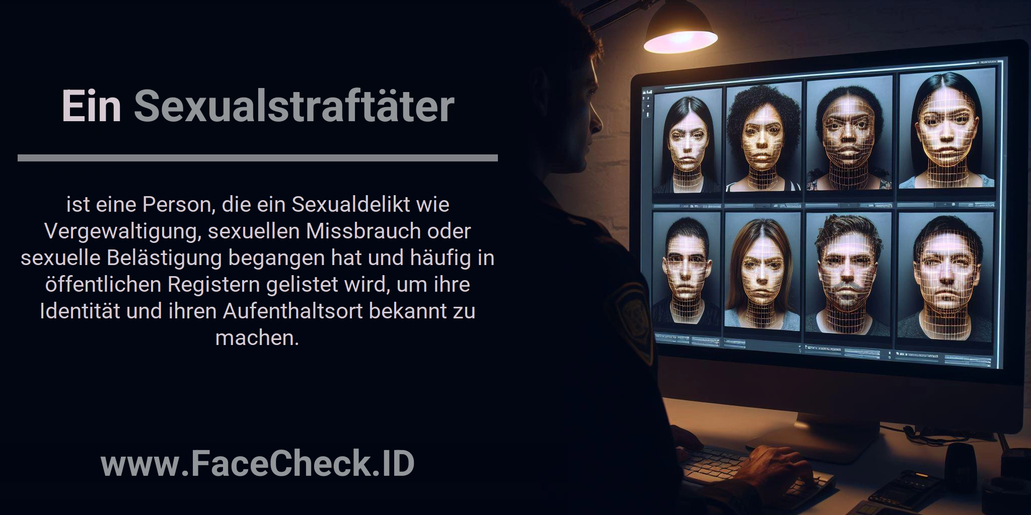 Ein Sexualstraftäter ist eine Person, die ein Sexualdelikt wie Vergewaltigung, sexuellen Missbrauch oder sexuelle Belästigung begangen hat und häufig in öffentlichen Registern gelistet wird, um ihre Identität und ihren Aufenthaltsort bekannt zu machen.