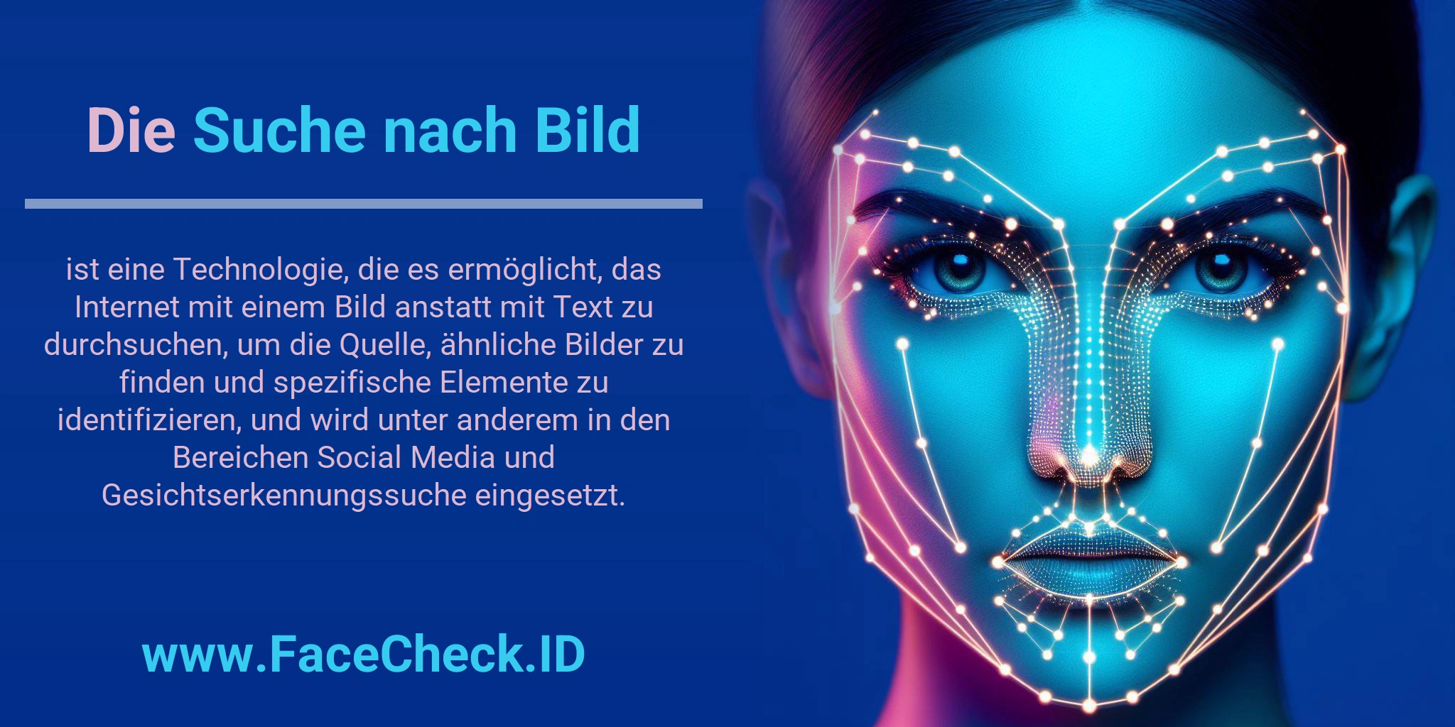 Die Suche nach Bild ist eine Technologie, die es ermöglicht, das Internet mit einem Bild anstatt mit Text zu durchsuchen, um die Quelle, ähnliche Bilder zu finden und spezifische Elemente zu identifizieren, und wird unter anderem in den Bereichen Social Media und Gesichtserkennungssuche eingesetzt.