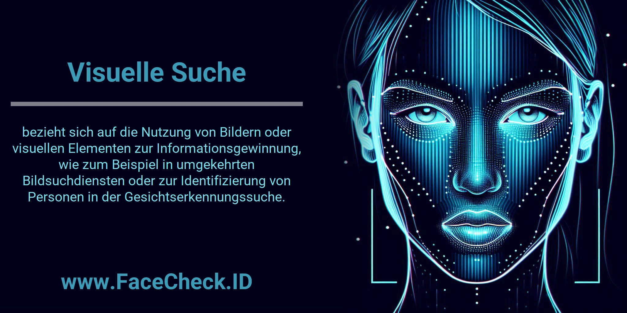Visuelle Suche bezieht sich auf die Nutzung von Bildern oder visuellen Elementen zur Informationsgewinnung, wie zum Beispiel in umgekehrten Bildsuchdiensten oder zur Identifizierung von Personen in der Gesichtserkennungssuche.