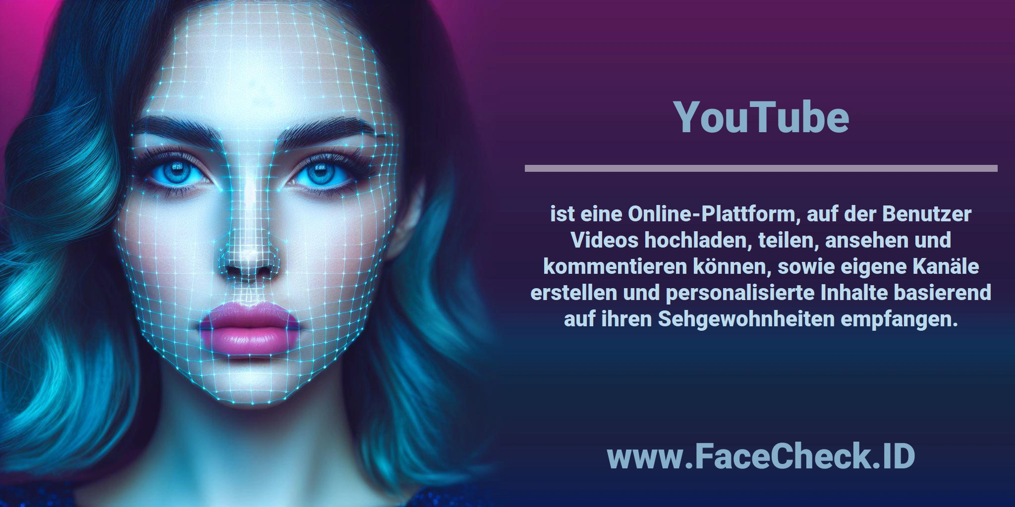 <b>YouTube</b> ist eine Online-Plattform, auf der Benutzer Videos hochladen, teilen, ansehen und kommentieren können, sowie eigene Kanäle erstellen und personalisierte Inhalte basierend auf ihren Sehgewohnheiten empfangen.