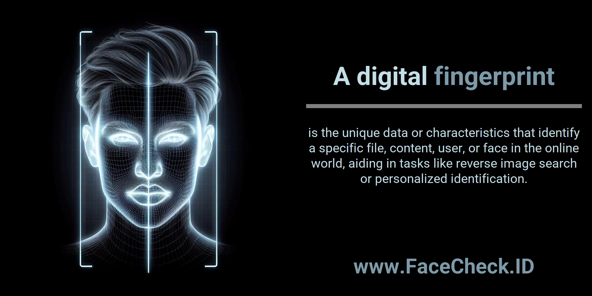 A digital fingerprint is the unique data or characteristics that identify a specific file, content, user, or face in the online world, aiding in tasks like reverse image search or personalized identification.