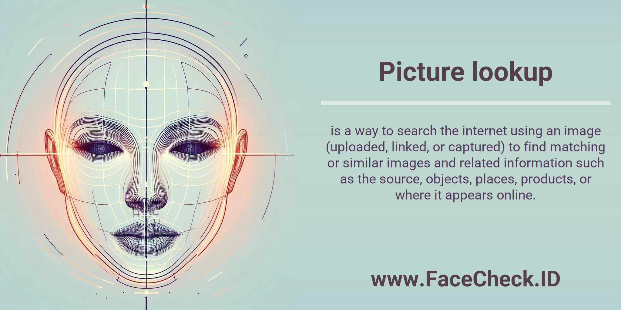 Picture lookup is a way to search the internet using an image (uploaded, linked, or captured) to find matching or similar images and related information such as the source, objects, places, products, or where it appears online.