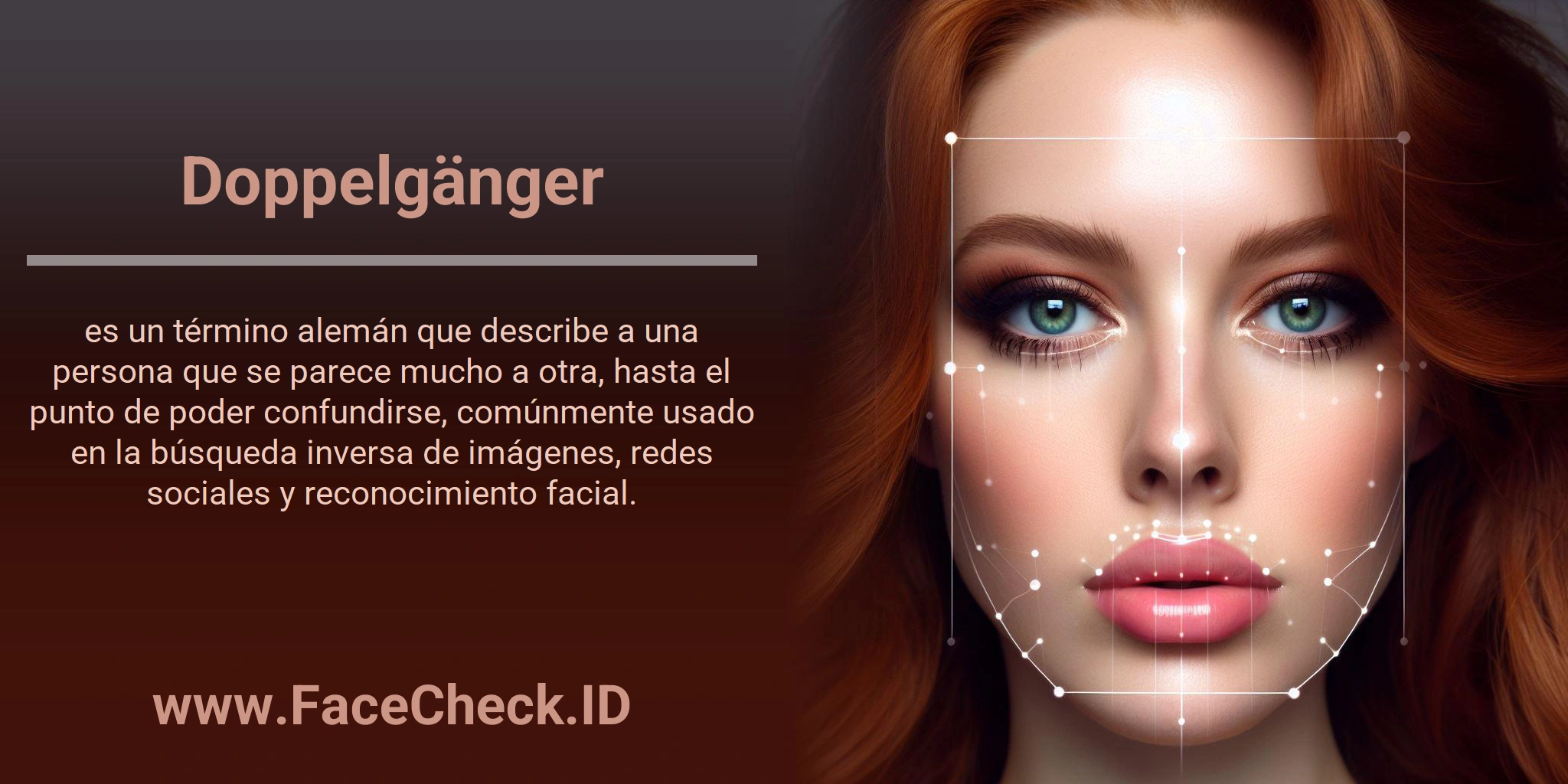 Doppelgänger es un término alemán que describe a una persona que se parece mucho a otra, hasta el punto de poder confundirse, comúnmente usado en la búsqueda inversa de imágenes, redes sociales y reconocimiento facial.