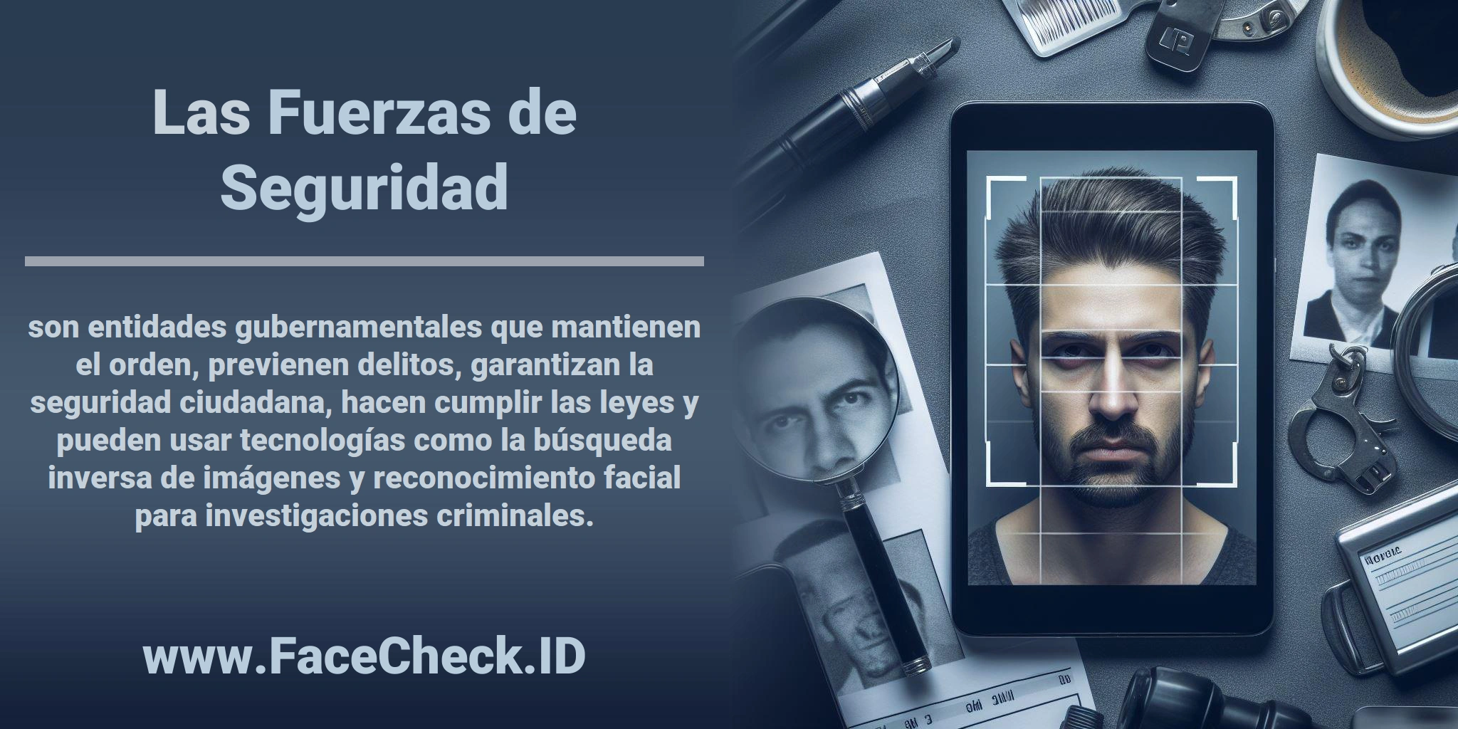 Las <b>Fuerzas de Seguridad</b> son entidades gubernamentales que mantienen el orden, previenen delitos, garantizan la seguridad ciudadana, hacen cumplir las leyes y pueden usar tecnologías como la búsqueda inversa de imágenes y reconocimiento facial para investigaciones criminales.