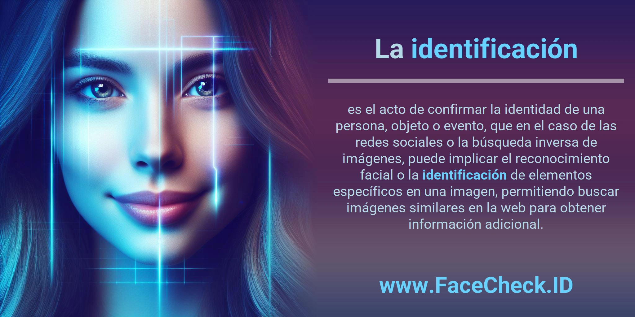 La identificación es el acto de confirmar la identidad de una persona, objeto o evento, que en el caso de las redes sociales o la búsqueda inversa de imágenes, puede implicar el reconocimiento facial o la identificación de elementos específicos en una imagen, permitiendo buscar imágenes similares en la web para obtener información adicional.