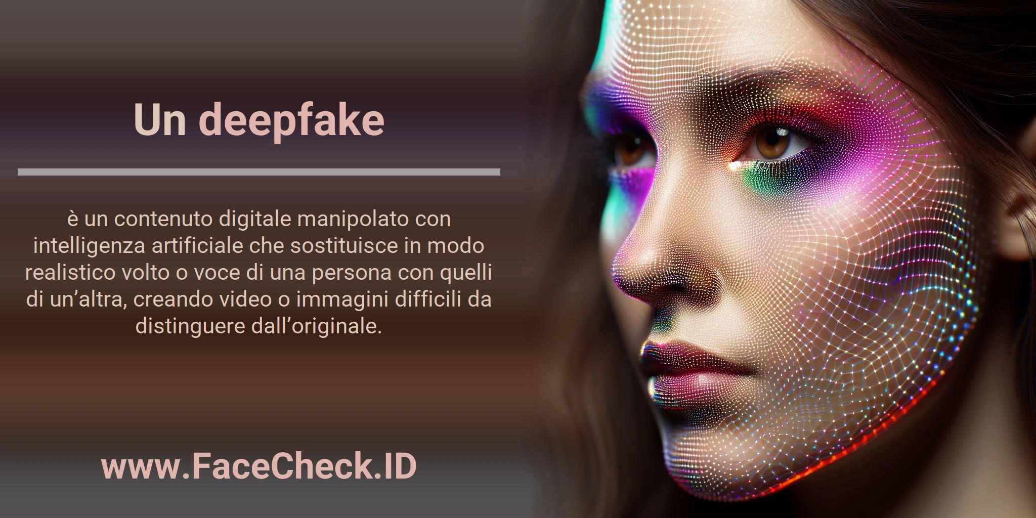 Un deepfake è un contenuto digitale manipolato con intelligenza artificiale che sostituisce in modo realistico volto o voce di una persona con quelli di un’altra, creando video o immagini difficili da distinguere dall’originale.