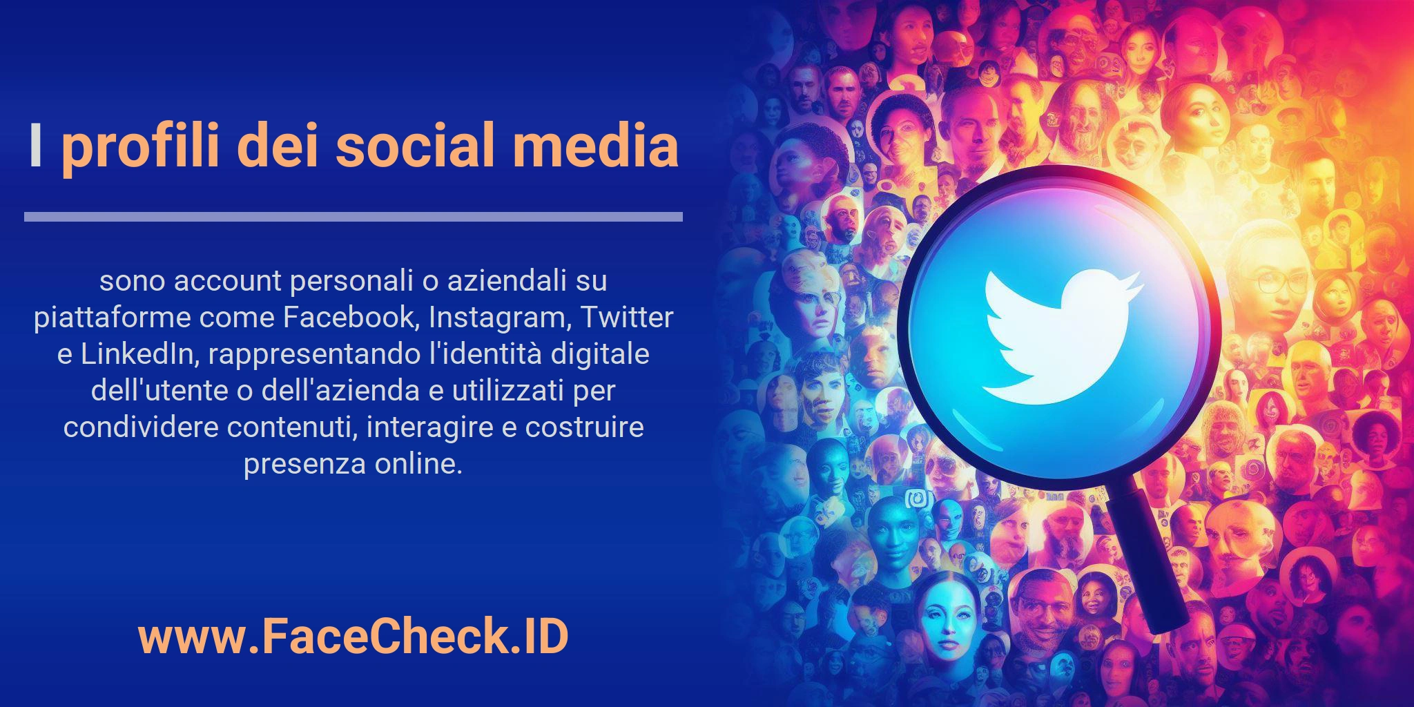 I profili dei social media sono account personali o aziendali su piattaforme come Facebook, Instagram, Twitter e LinkedIn, rappresentando l'identità digitale dell'utente o dell'azienda e utilizzati per condividere contenuti, interagire e costruire presenza online.