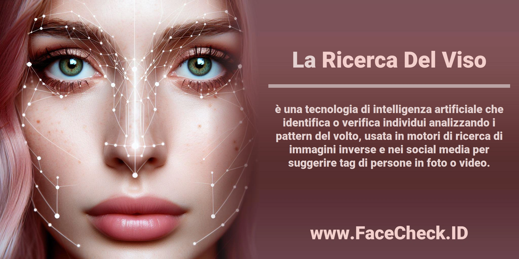 La <b>Ricerca Del Viso</b> è una tecnologia di intelligenza artificiale che identifica o verifica individui analizzando i pattern del volto, usata in motori di ricerca di immagini inverse e nei social media per suggerire tag di persone in foto o video.