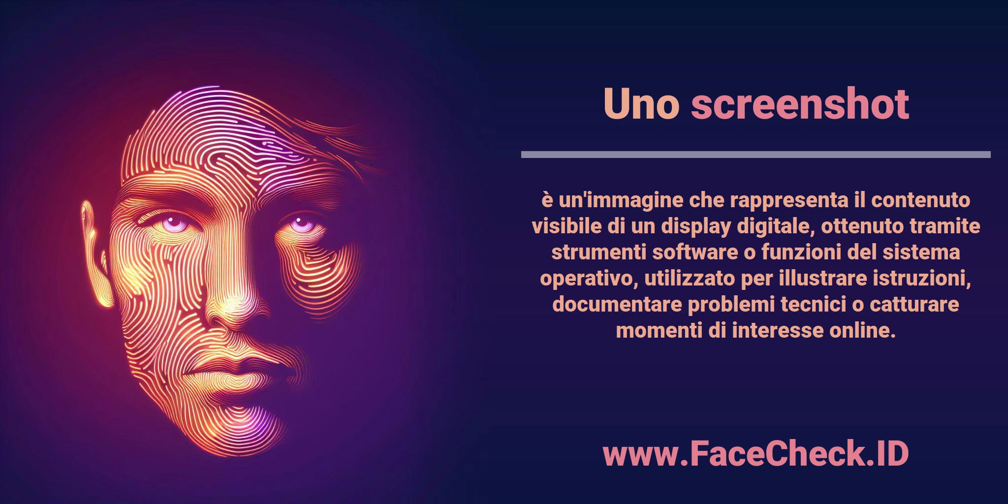 Uno <b>screenshot</b> è un'immagine che rappresenta il contenuto visibile di un display digitale, ottenuto tramite strumenti software o funzioni del sistema operativo, utilizzato per illustrare istruzioni, documentare problemi tecnici o catturare momenti di interesse online.