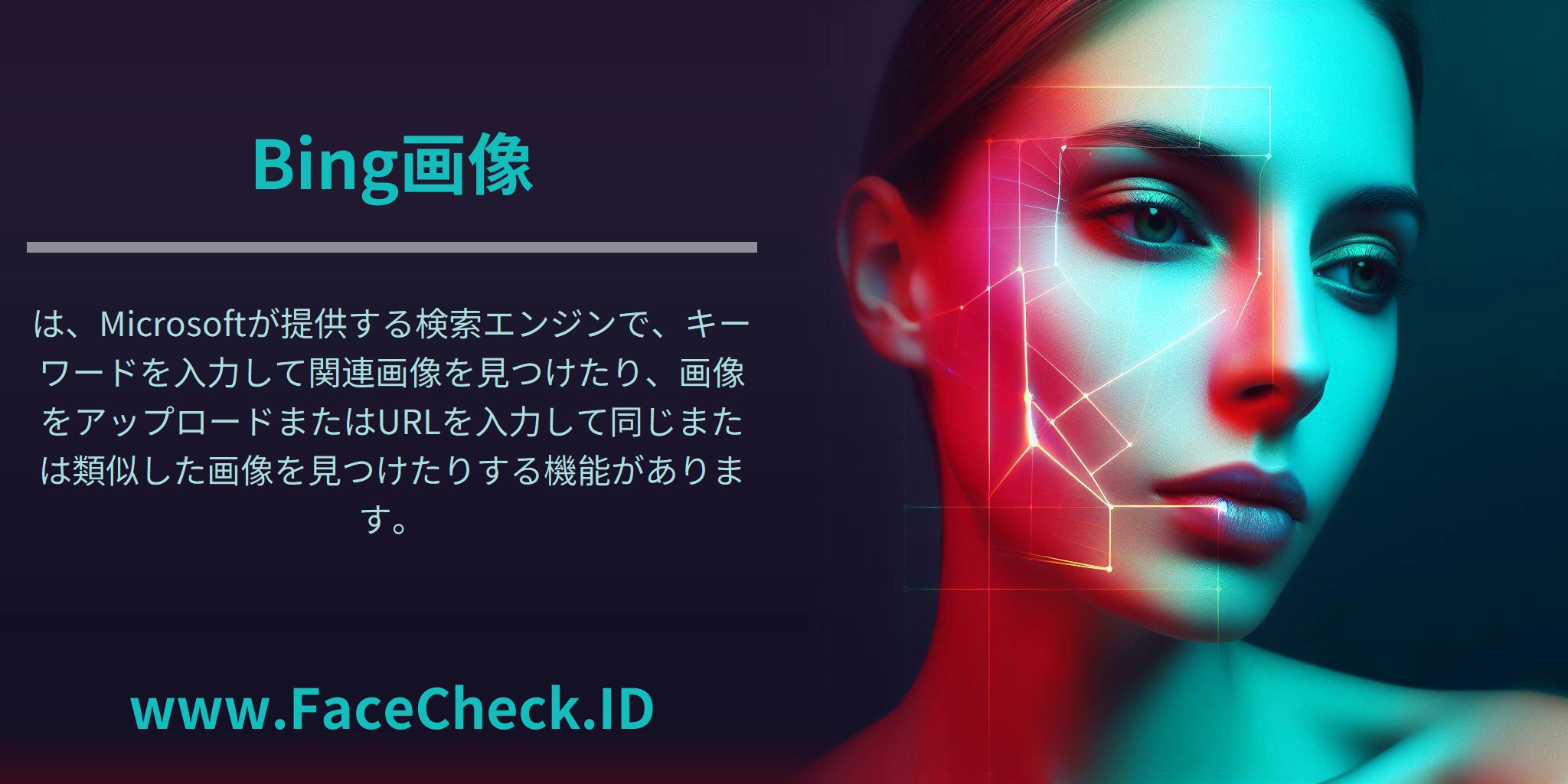 <b>Bing画像</b>は、Microsoftが提供する検索エンジンで、キーワードを入力して関連画像を見つけたり、画像をアップロードまたはURLを入力して同じまたは類似した画像を見つけたりする機能があります。