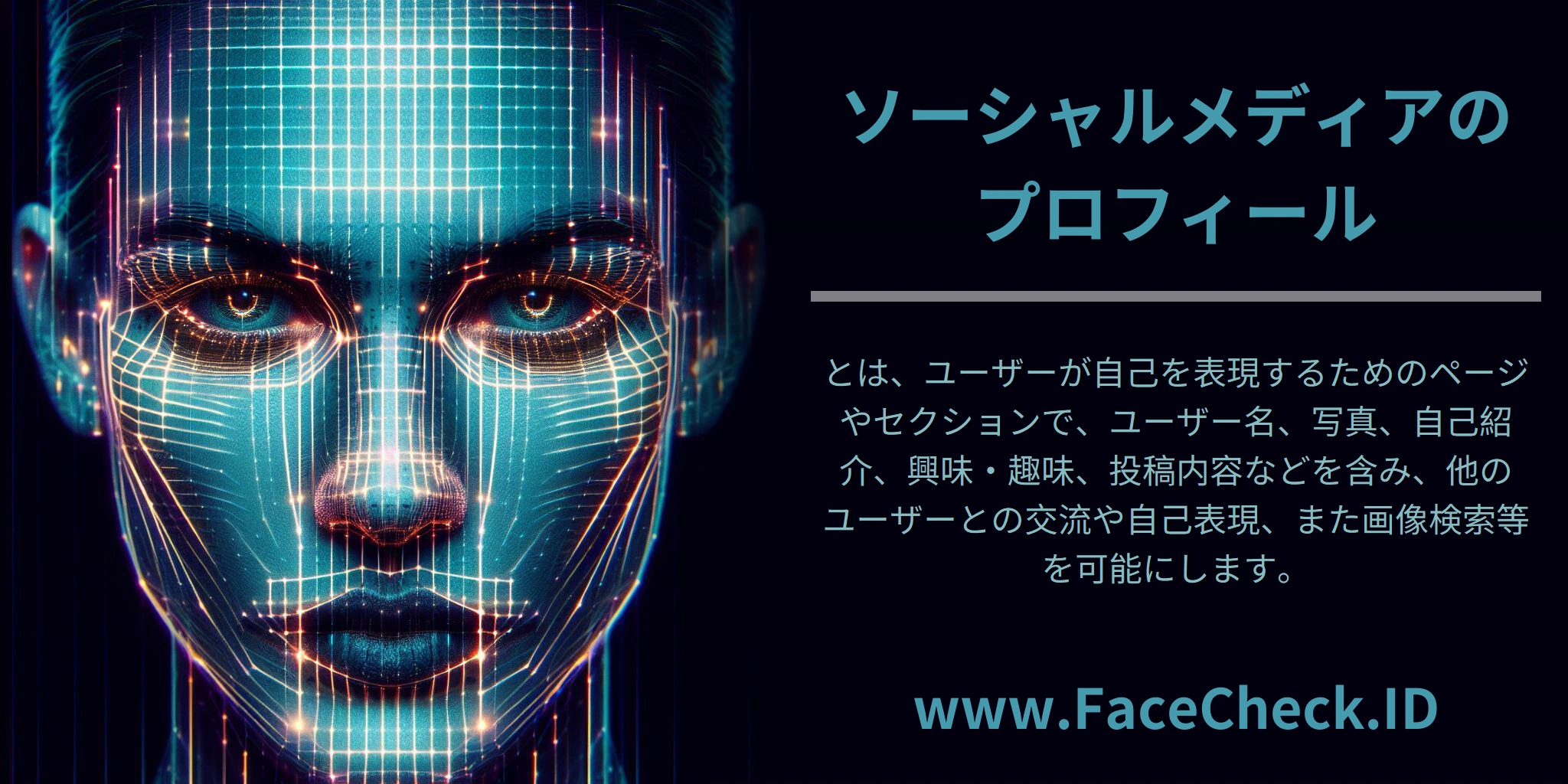 <b>ソーシャルメディアのプロフィール</b>とは、ユーザーが自己を表現するためのページやセクションで、ユーザー名、写真、自己紹介、興味・趣味、投稿内容などを含み、他のユーザーとの交流や自己表現、また画像検索等を可能にします。