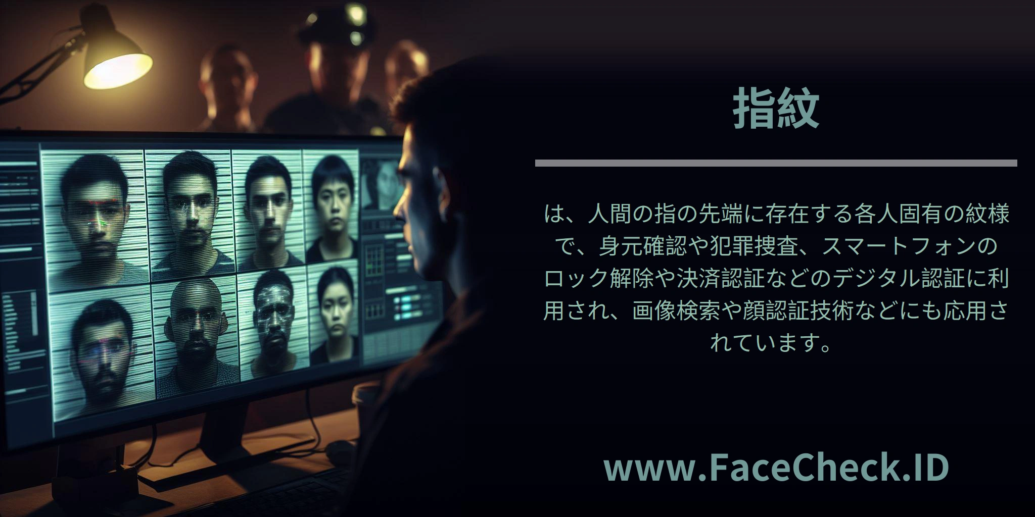 指紋は、人間の指の先端に存在する各人固有の紋様で、身元確認や犯罪捜査、スマートフォンのロック解除や決済認証などのデジタル認証に利用され、画像検索や顔認証技術などにも応用されています。