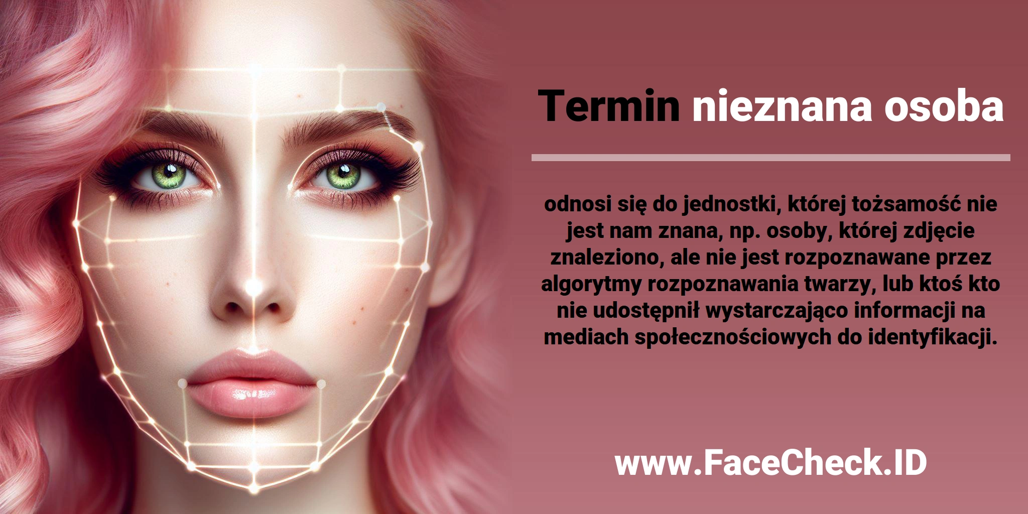 Termin <b>nieznana osoba</b> odnosi się do jednostki, której tożsamość nie jest nam znana, np. osoby, której zdjęcie znaleziono, ale nie jest rozpoznawane przez algorytmy rozpoznawania twarzy, lub ktoś kto nie udostępnił wystarczająco informacji na mediach społecznościowych do identyfikacji.