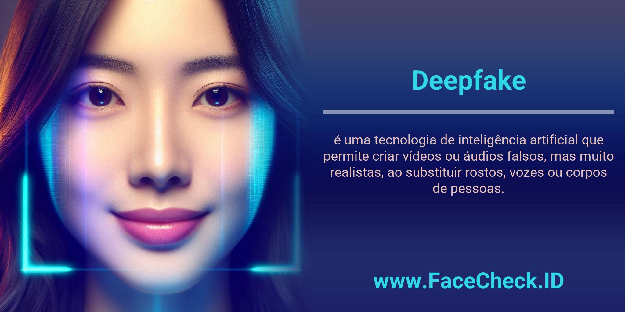 Deepfake é uma tecnologia de inteligência artificial que permite criar vídeos ou áudios falsos, mas muito realistas, ao substituir rostos, vozes ou corpos de pessoas.