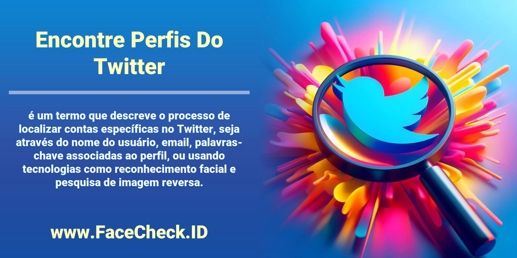 <b>Encontre Perfis Do Twitter</b> é um termo que descreve o processo de localizar contas específicas no Twitter, seja através do nome do usuário, email, palavras-chave associadas ao perfil, ou usando tecnologias como reconhecimento facial e pesquisa de imagem reversa.