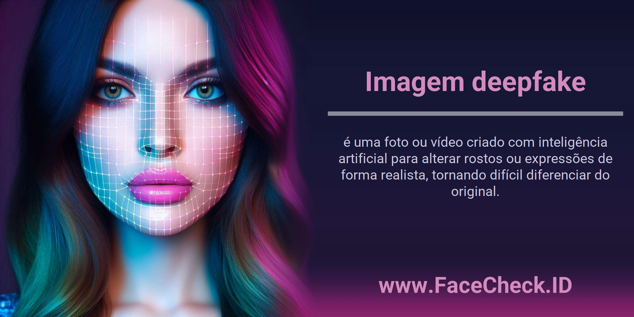 <b>Imagem deepfake</b> é uma foto ou vídeo criado com inteligência artificial para alterar rostos ou expressões de forma realista, tornando difícil diferenciar do original.