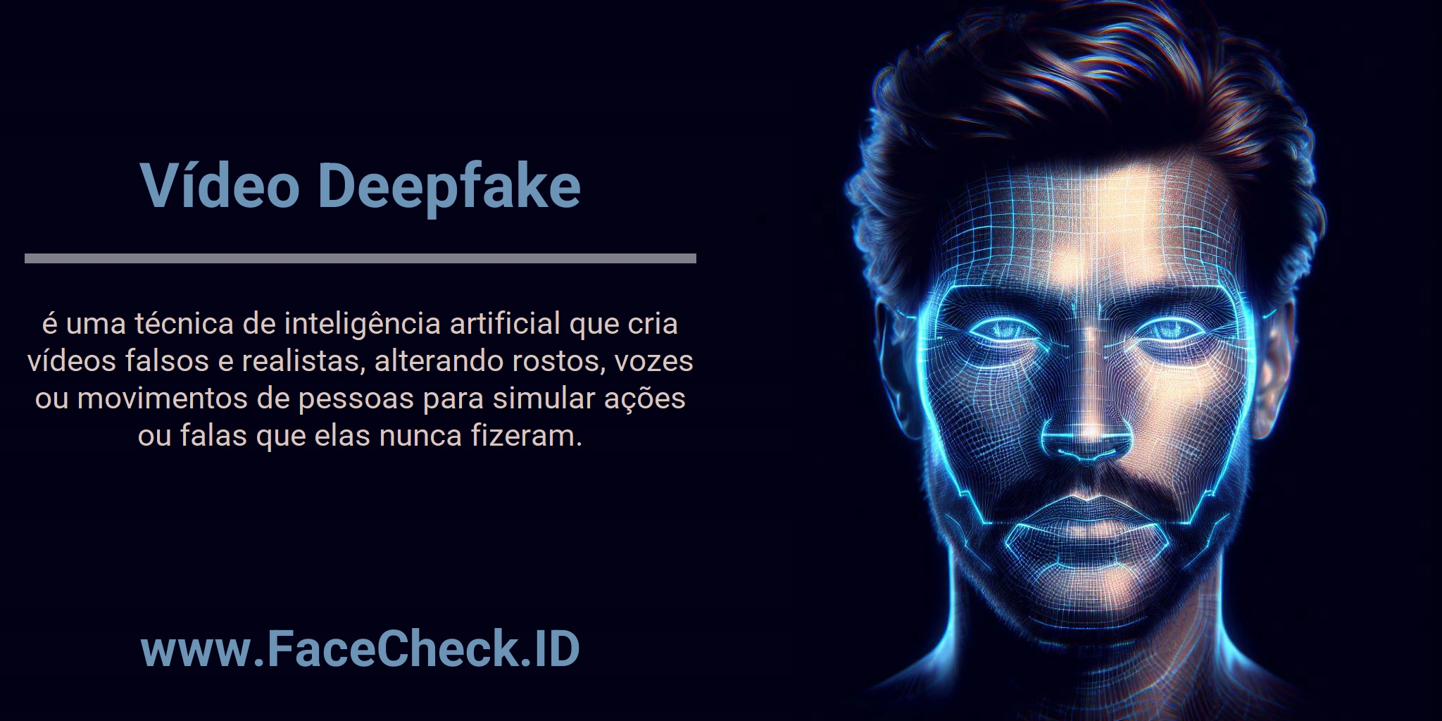 Vídeo Deepfake é uma técnica de inteligência artificial que cria vídeos falsos e realistas, alterando rostos, vozes ou movimentos de pessoas para simular ações ou falas que elas nunca fizeram.