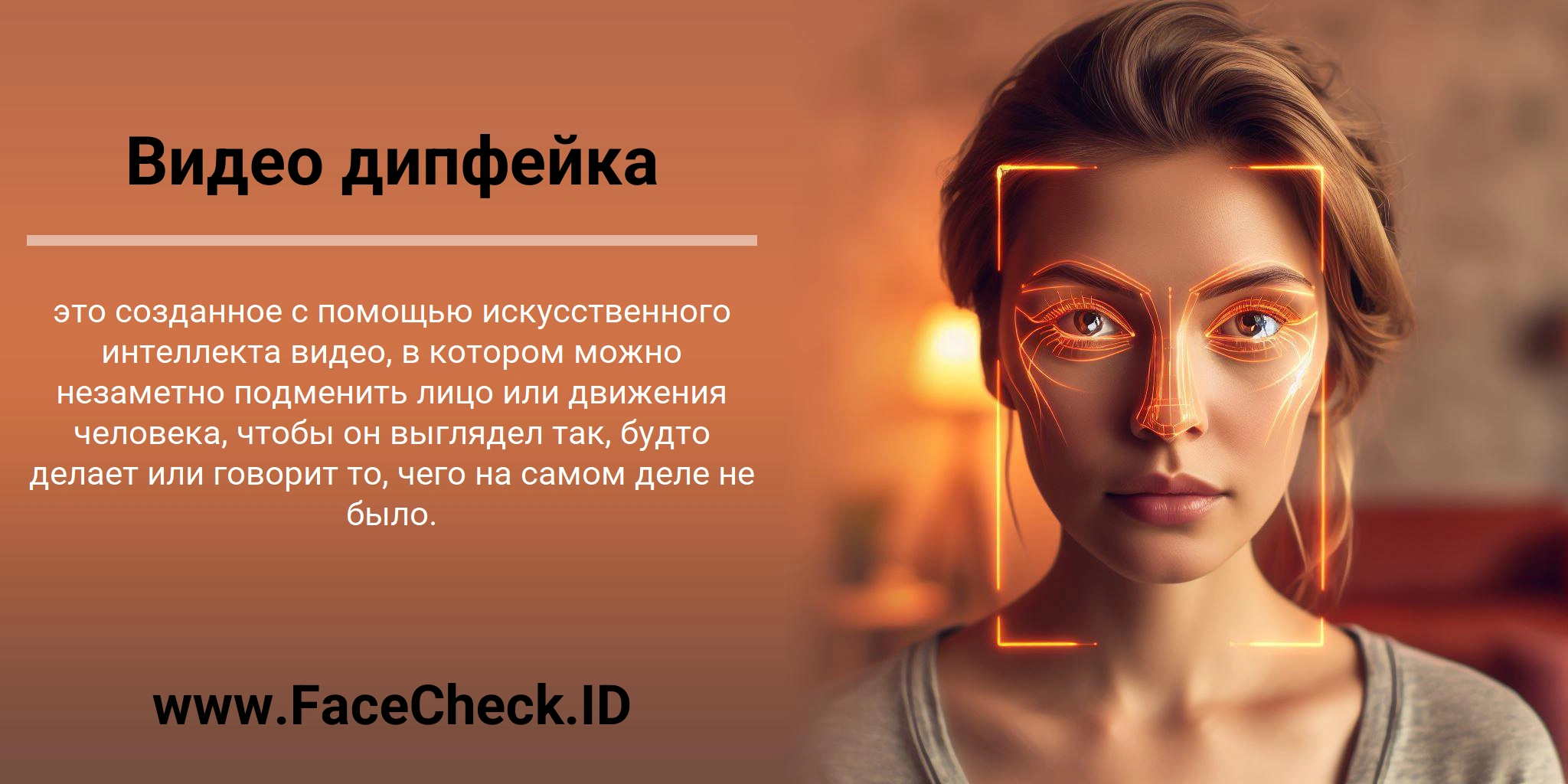 Видео дипфейка это созданное с помощью искусственного интеллекта видео, в котором можно незаметно подменить лицо или движения человека, чтобы он выглядел так, будто делает или говорит то, чего на самом деле не было.
