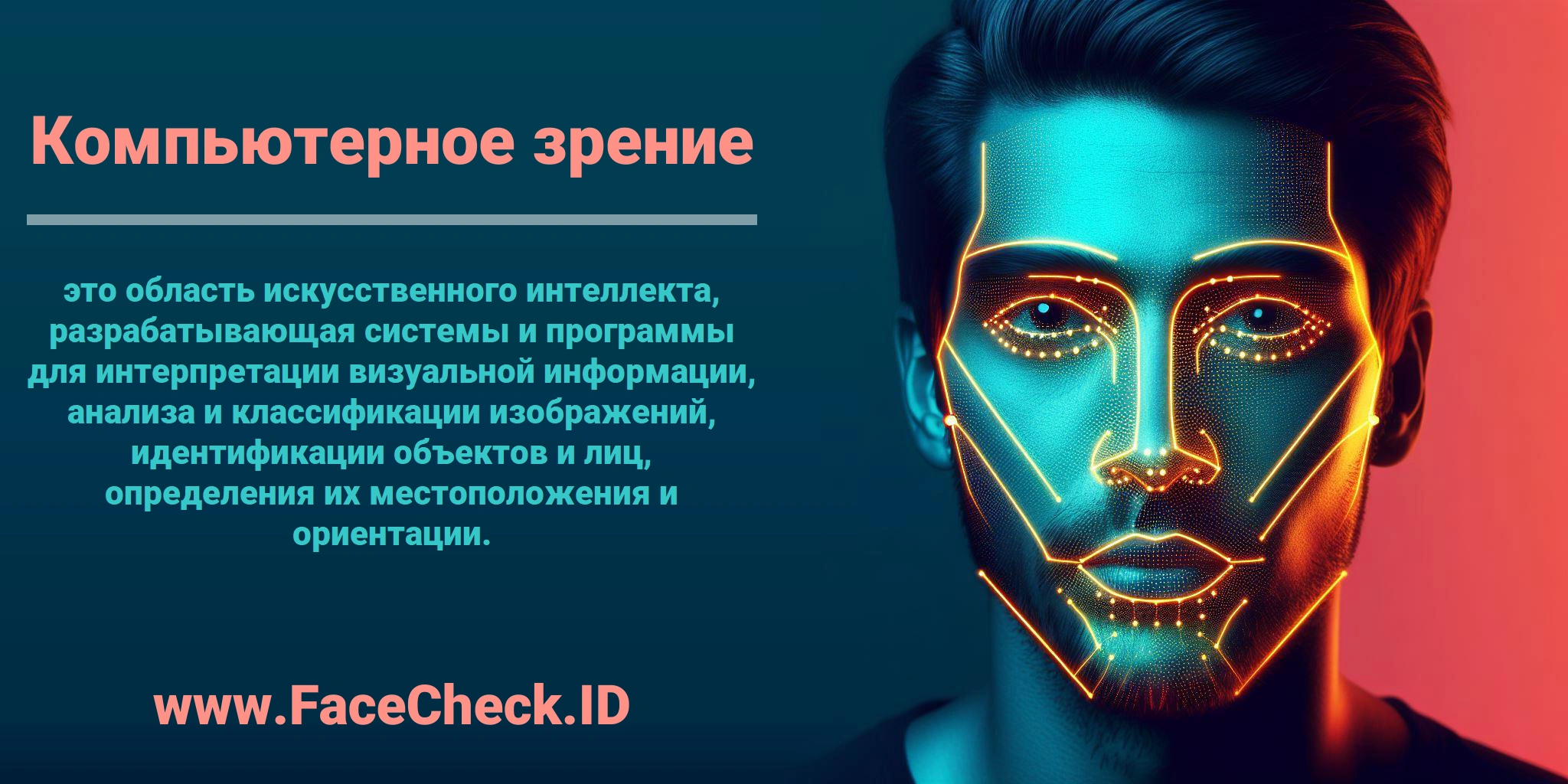 <b>Компьютерное зрение</b> это область искусственного интеллекта, разрабатывающая системы и программы для интерпретации визуальной информации, анализа и классификации изображений, идентификации объектов и лиц, определения их местоположения и ориентации.