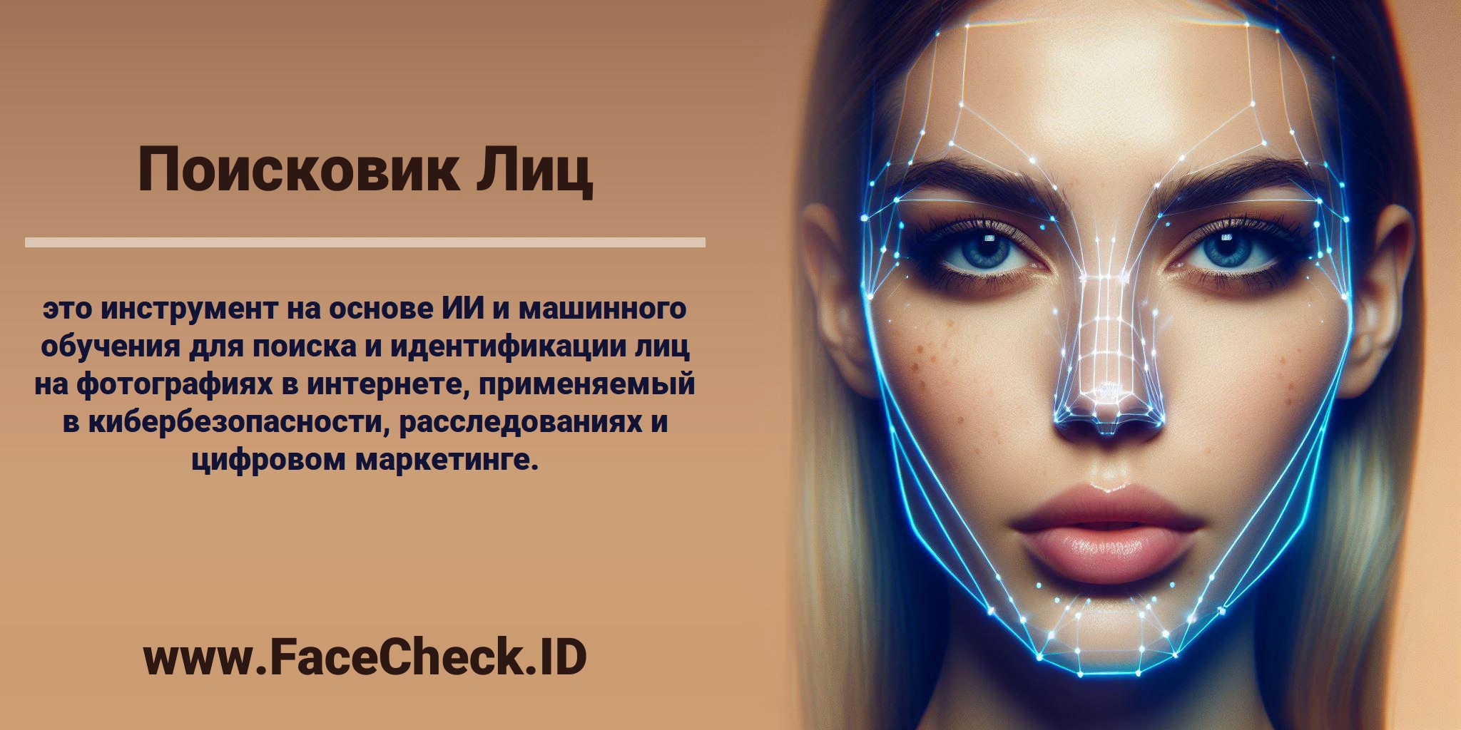 <b>Поисковик Лиц</b> это инструмент на основе ИИ и машинного обучения для поиска и идентификации лиц на фотографиях в интернете, применяемый в кибербезопасности, расследованиях и цифровом маркетинге.