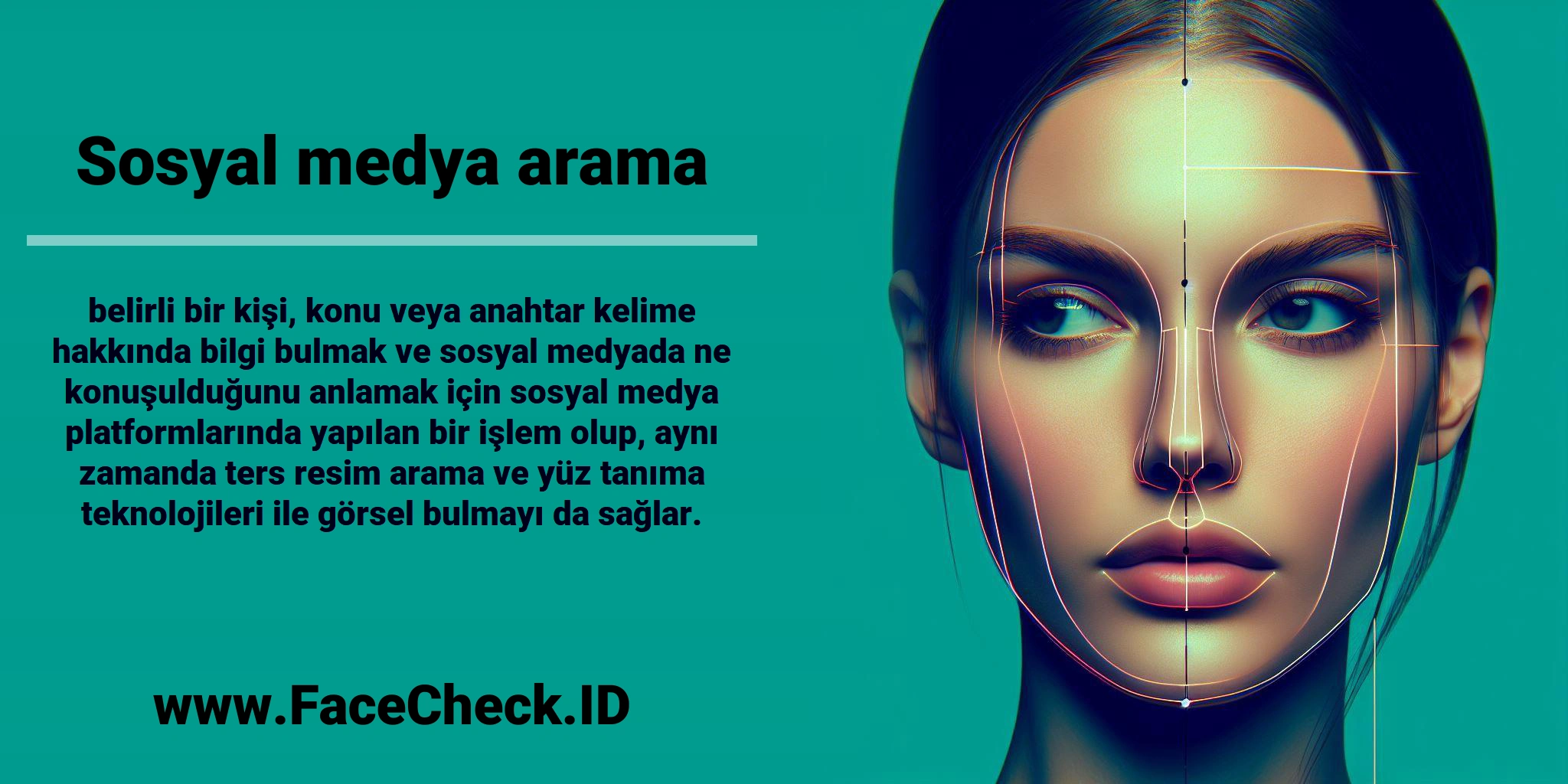 <b>Sosyal medya arama</b> belirli bir kişi, konu veya anahtar kelime hakkında bilgi bulmak ve sosyal medyada ne konuşulduğunu anlamak için sosyal medya platformlarında yapılan bir işlem olup, aynı zamanda ters resim arama ve yüz tanıma teknolojileri ile görsel bulmayı da sağlar.