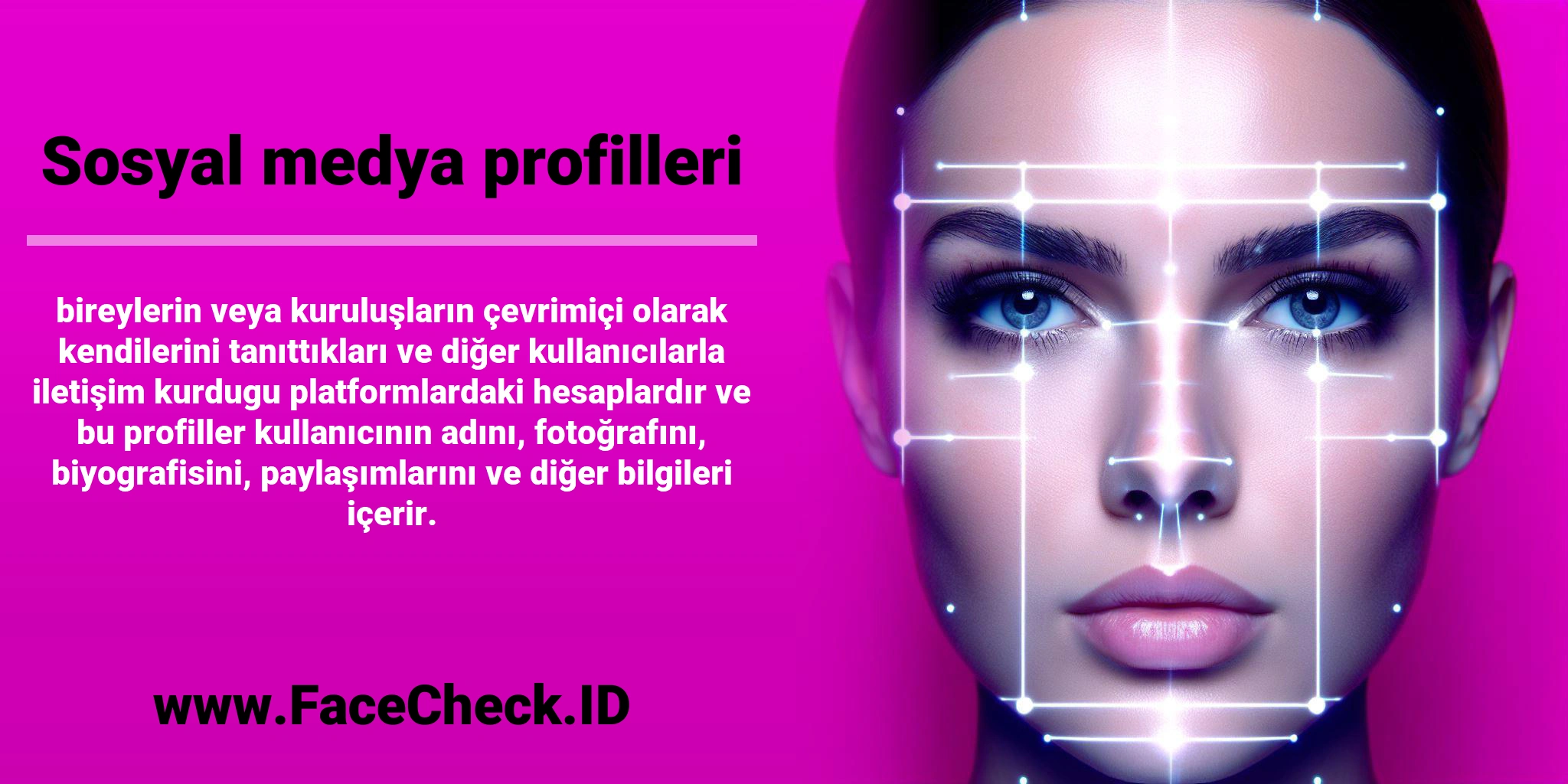 <b>Sosyal medya profilleri</b> bireylerin veya kuruluşların çevrimiçi olarak kendilerini tanıttıkları ve diğer kullanıcılarla iletişim kurdugu platformlardaki hesaplardır ve bu profiller kullanıcının adını, fotoğrafını, biyografisini, paylaşımlarını ve diğer bilgileri içerir.
