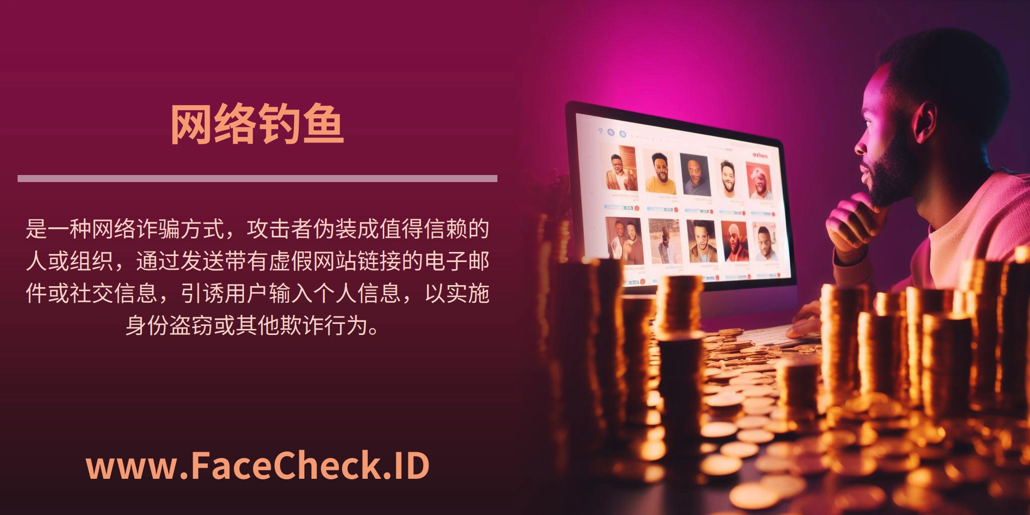 网络钓鱼是一种网络诈骗方式，攻击者伪装成值得信赖的人或组织，通过发送带有虚假网站链接的电子邮件或社交信息，引诱用户输入个人信息，以实施身份盗窃或其他欺诈行为。