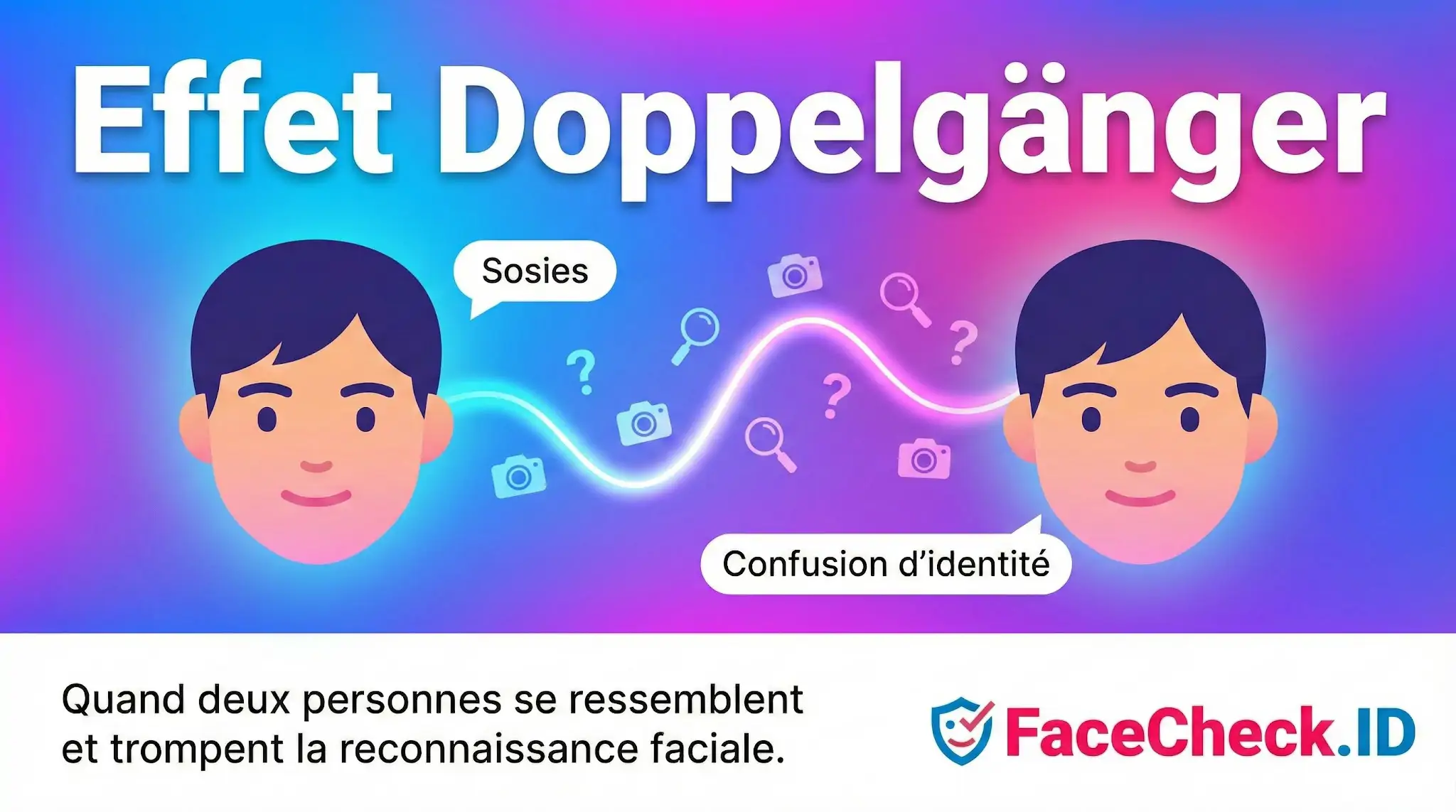 Schéma de lEffet Doppelgänger illustrant comment des sosies peuvent créer une confusion didentité et tromper la reconnaissance faciale.