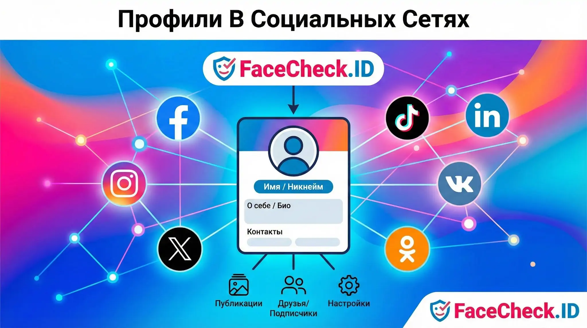 Сервис FaceCheck.ID собирает профили в социальных сетях Instagram, VK, TikTok и других в единую карточку с контактами и фото