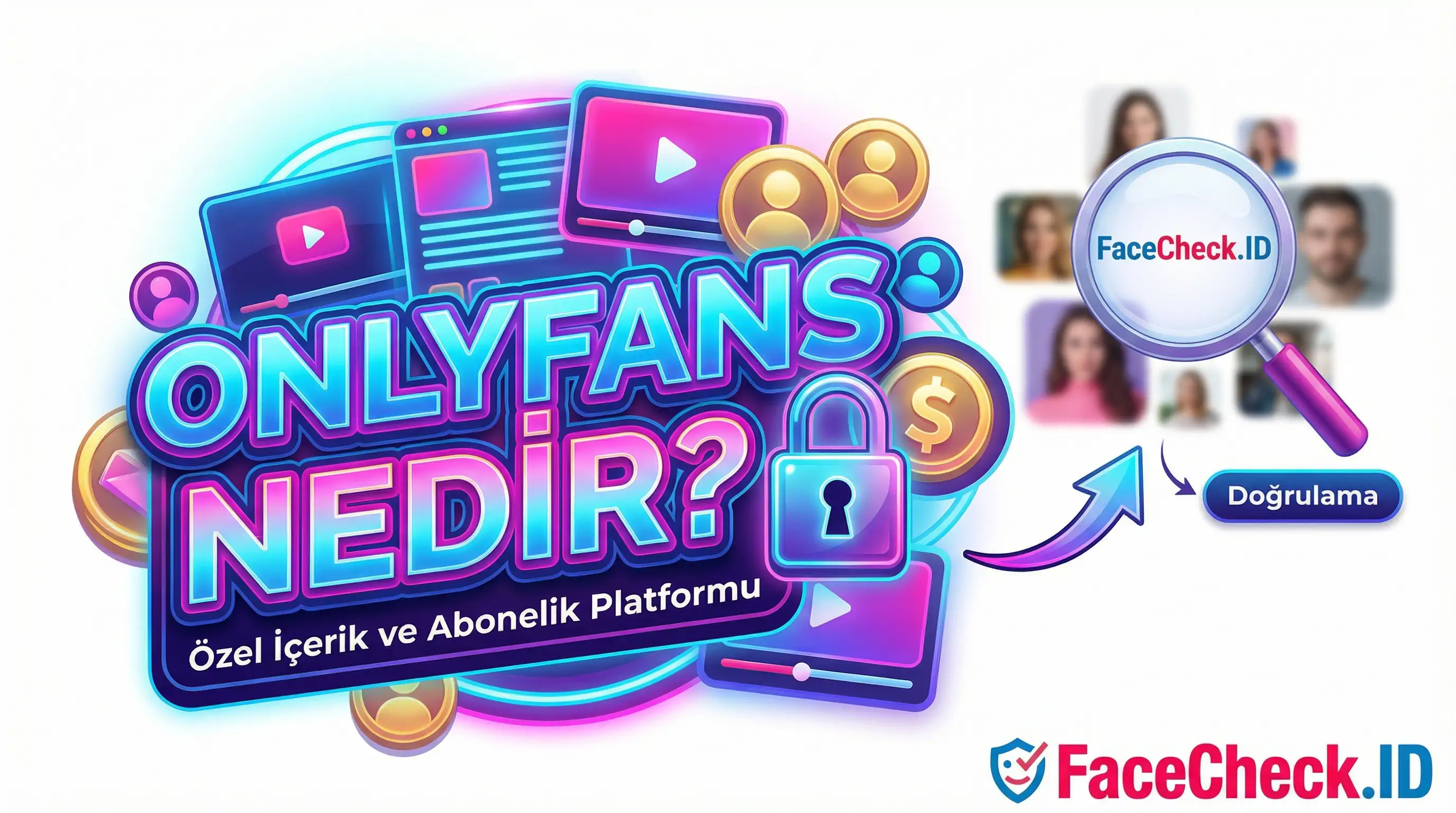OnlyFans nedir ve nasıl çalışır sorusunu yanıtlayan, özel içerik ve abonelik platformu hakkında bilgi veren renkli görsel.